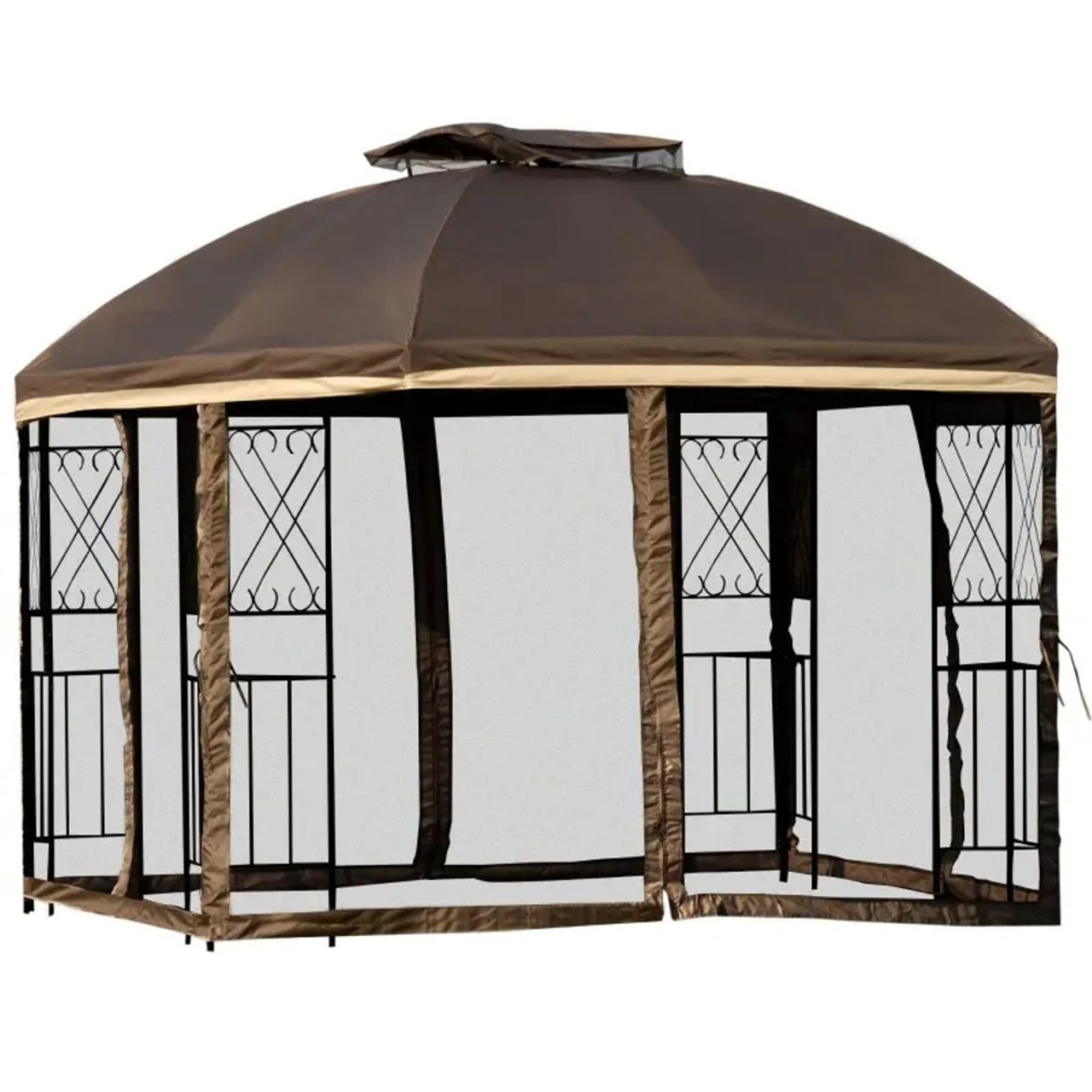 Outsunny® 10 x 10-Foot Patio Gazebo with Double Roof & Privacy Curtains product image