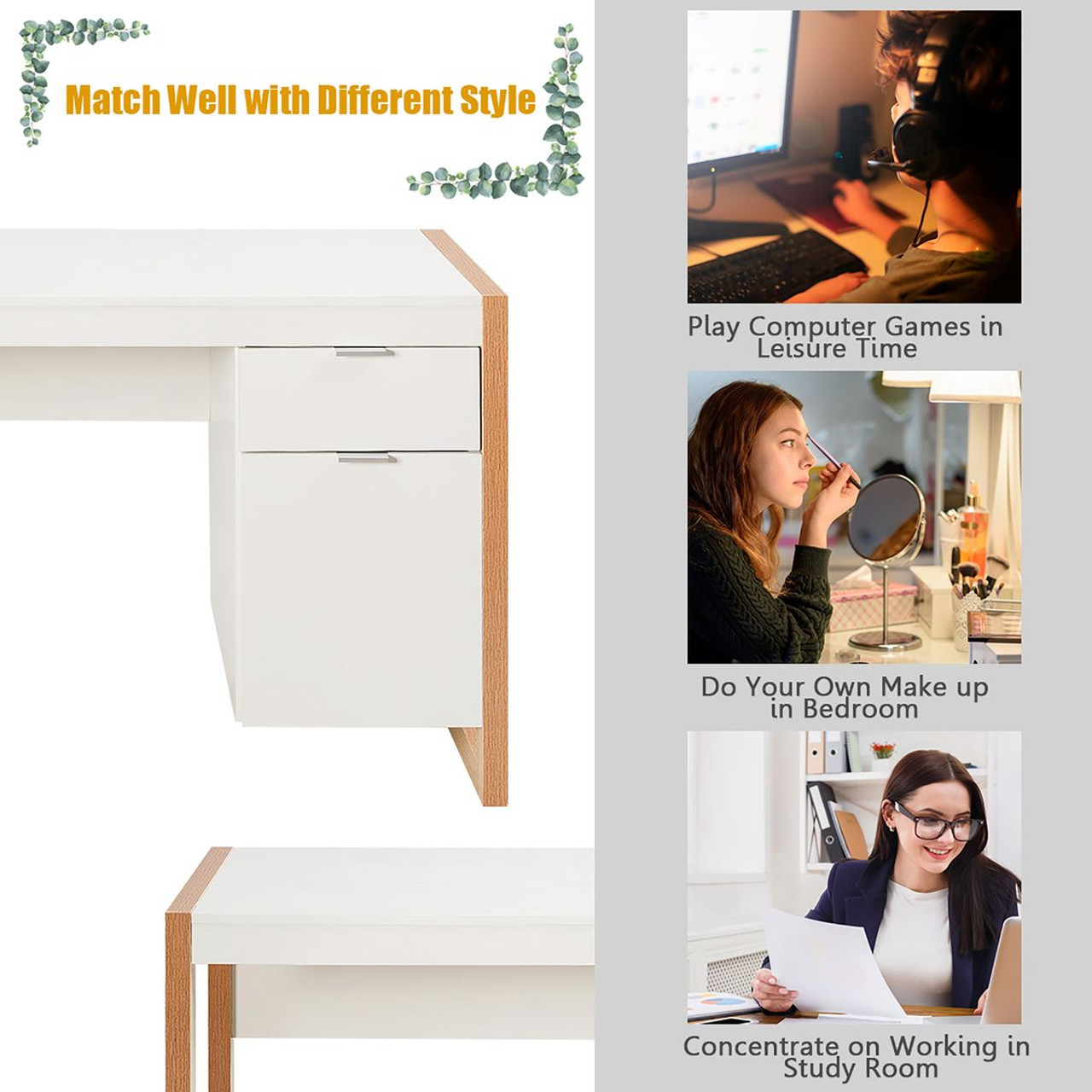 Goplus Computer Desk Workstation with Drawers product image
