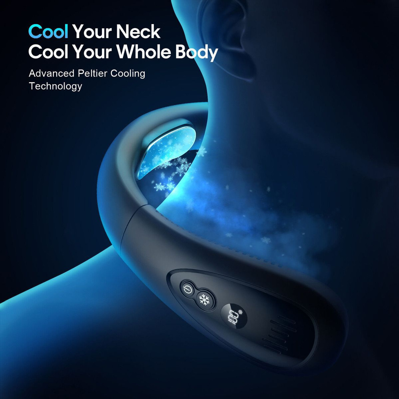 Neck Air Conditioner, 5000mAh Portable Neck Fan with Semiconductor Cooling Airflow Bladeless USB Rechargeable 3 Speed Personal Fan, Black product image