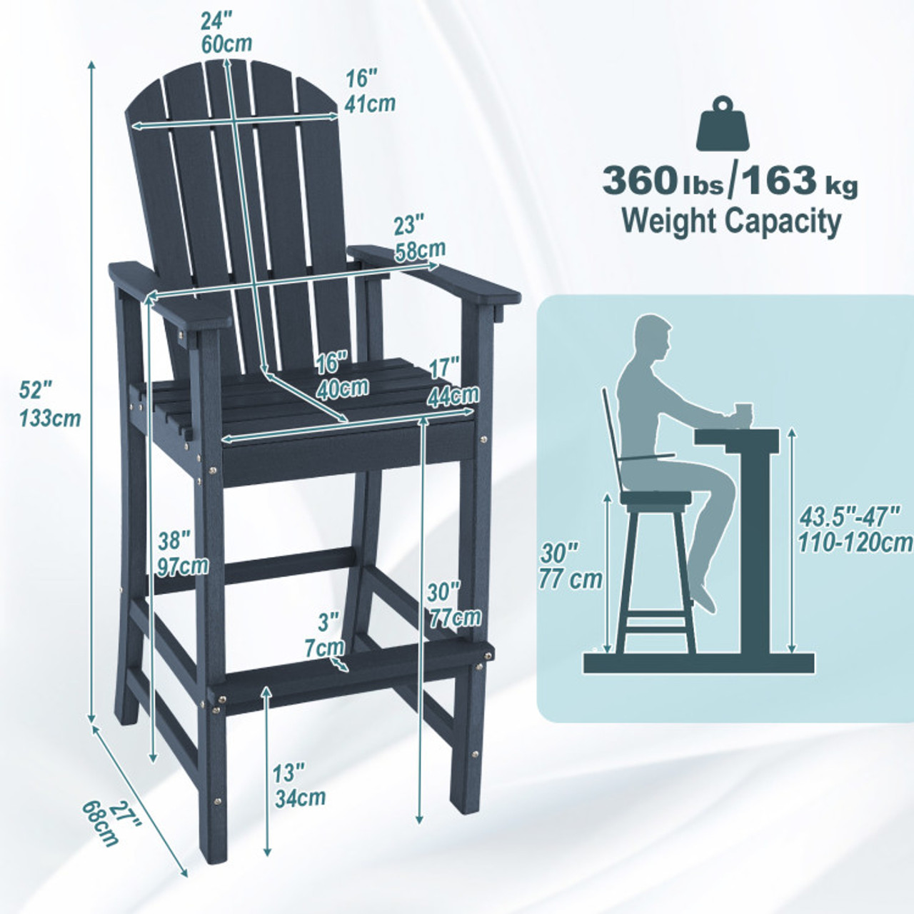Outdoor HDPE Bar-Height Patio Chair  product image