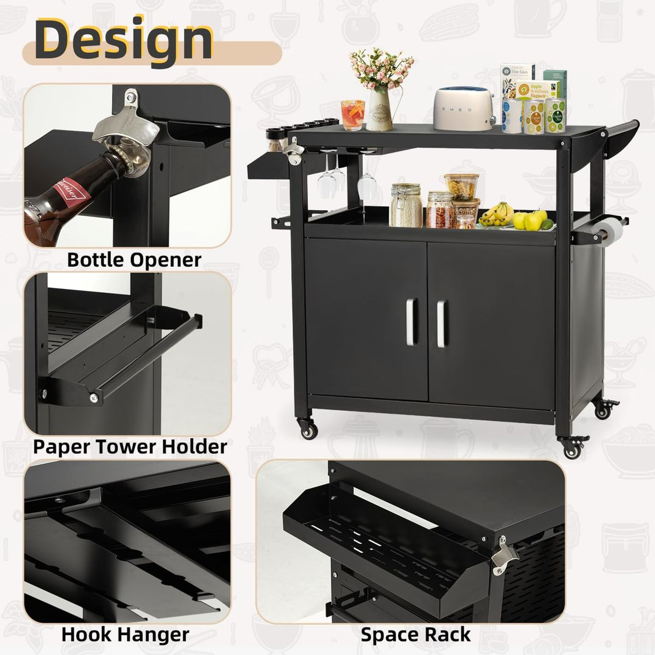 Outdoor Grill Cart with Storage Cabinet product image