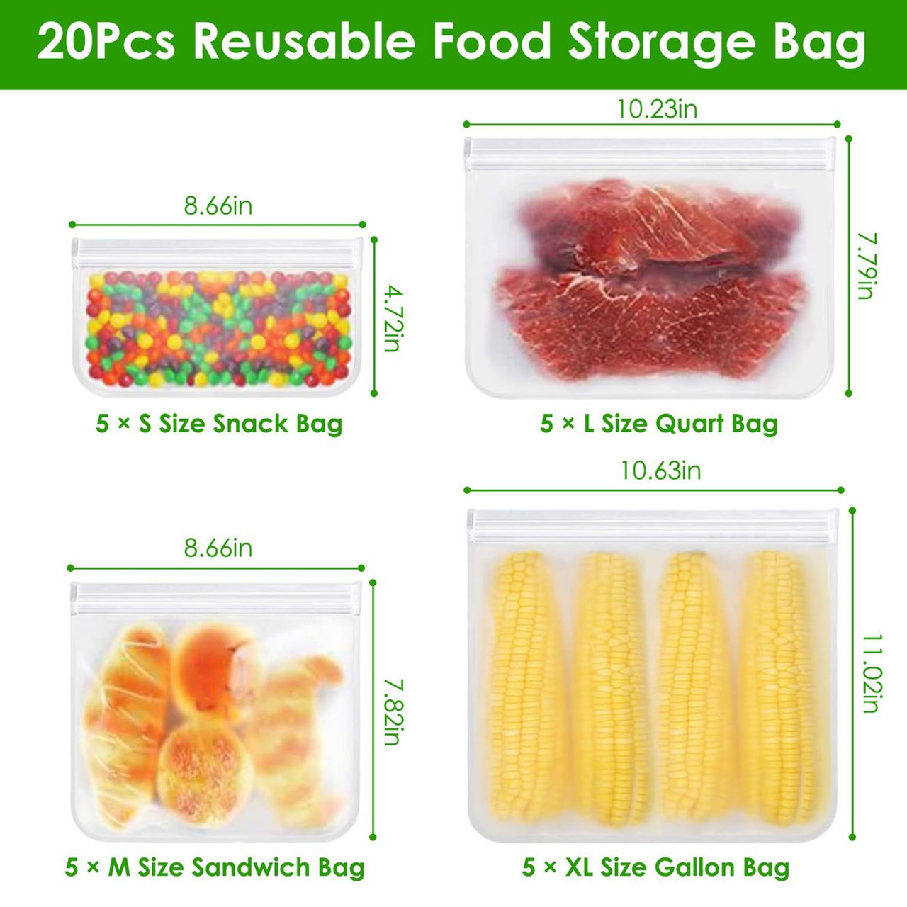 NewHome™ 20-Piece Reusable Food Storage Bags product image