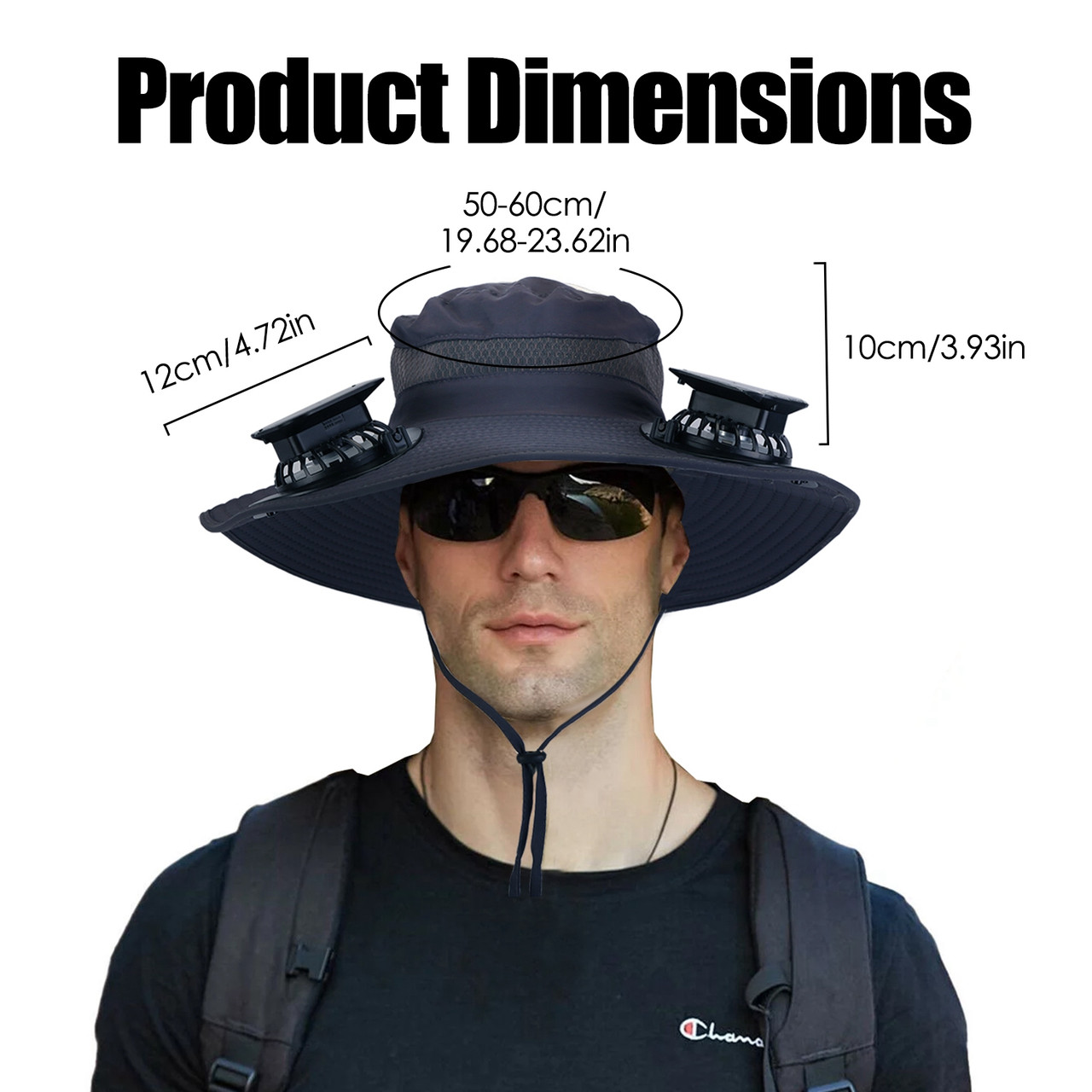 LakeForest® Wide Brim Fishing Hat with Solar Fans product image