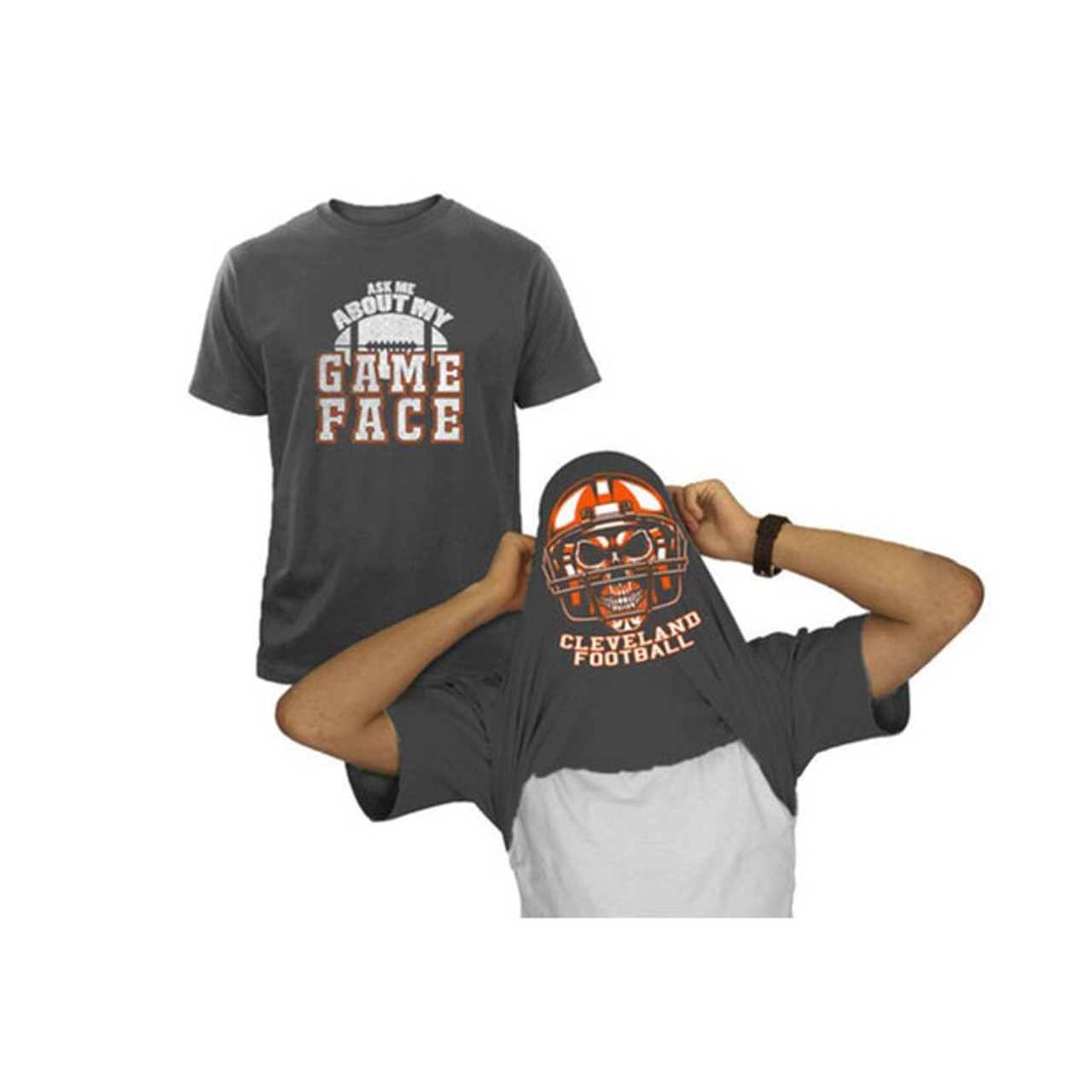 Men's Football Game Face Skull with Helmet Graphic Flip T-Shirt product image