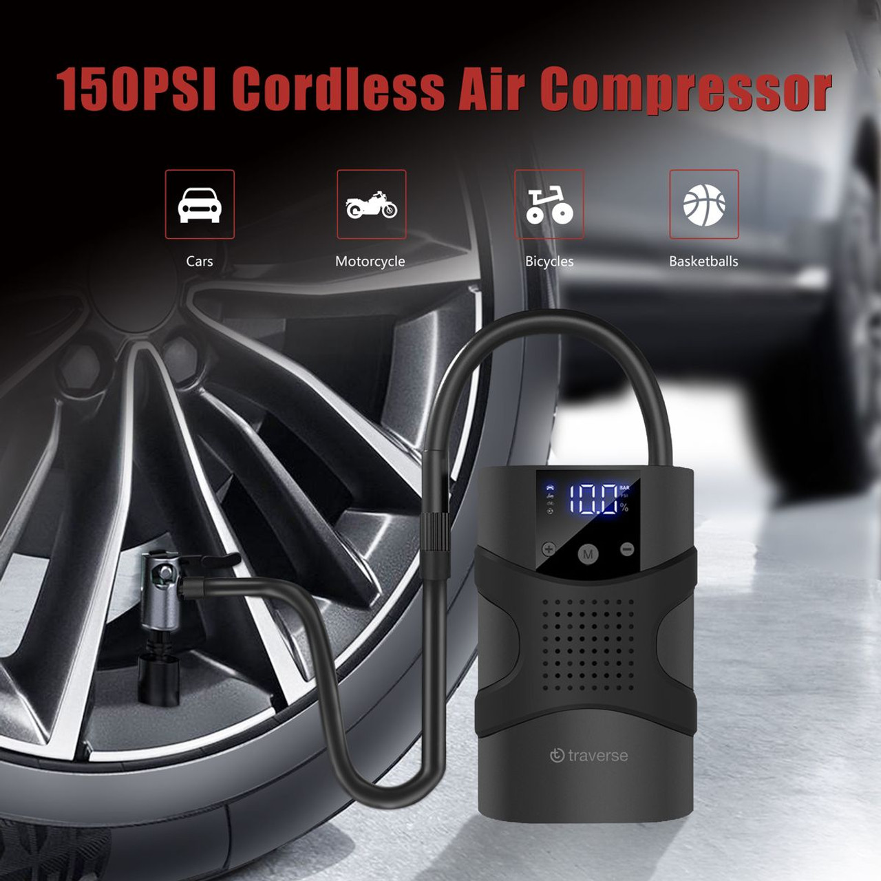 2-in-1 1000A Jump Starter & Tire Pump, 150 PSI Inflator product image