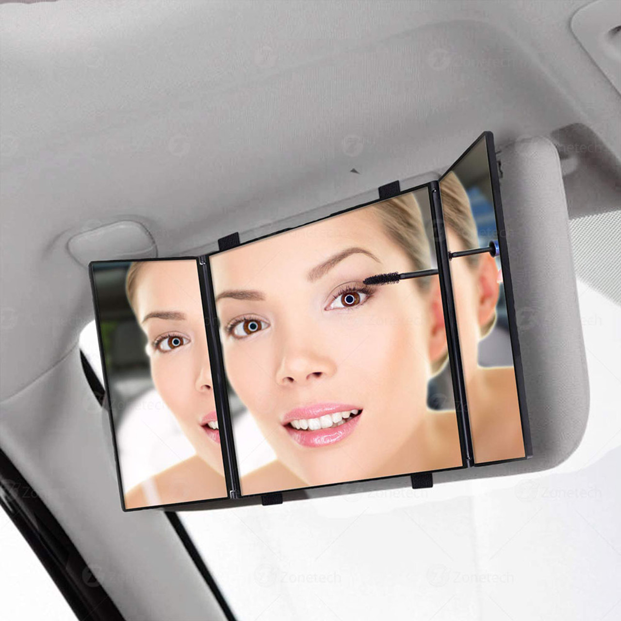 Zone Tech® Cosmetic Tri-Fold Universal Auto Mirror product image