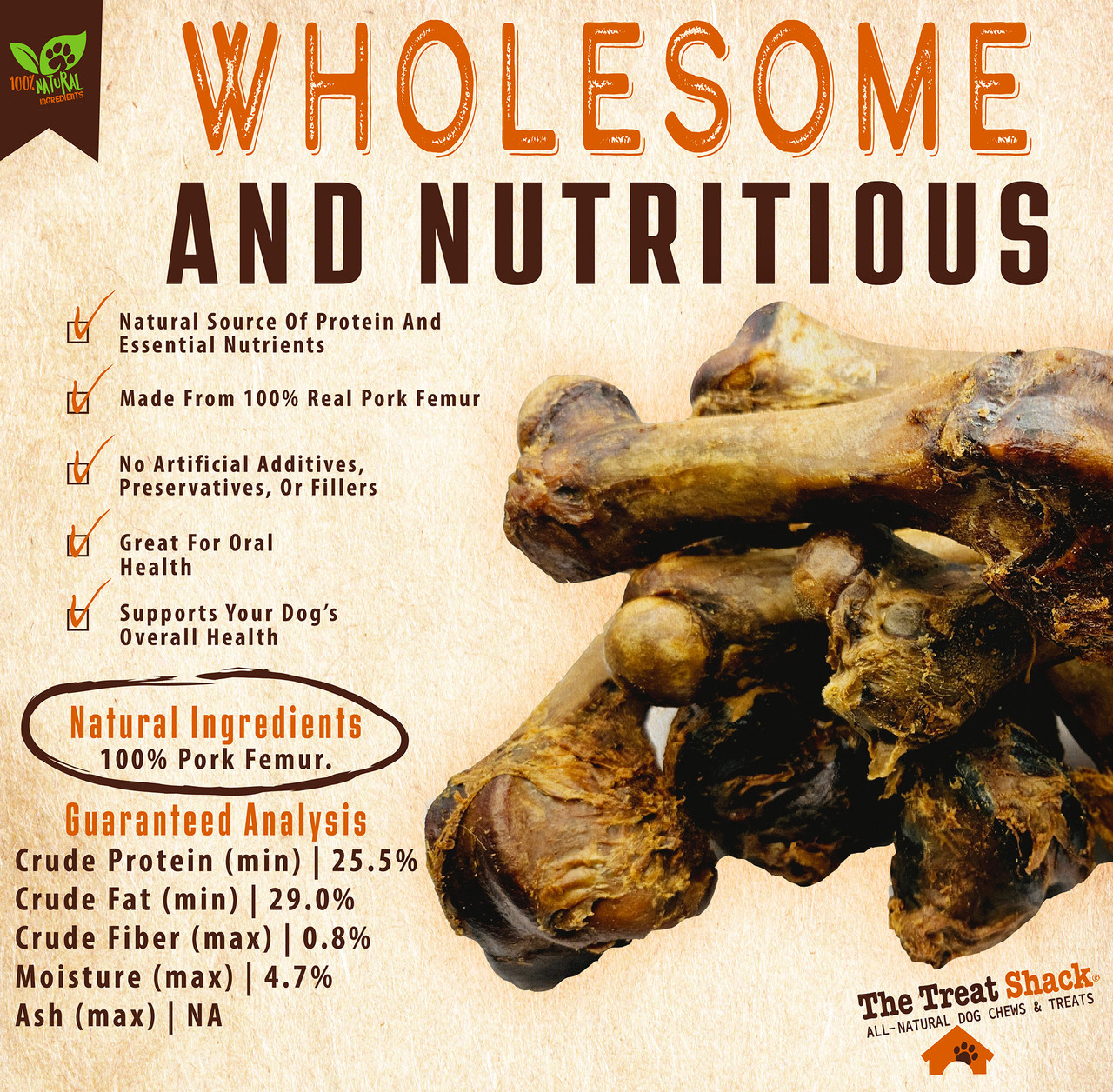 The Treat Shack® Large Smoked Pork Femurs Dog Treat (3 to 10-Pack) product image
