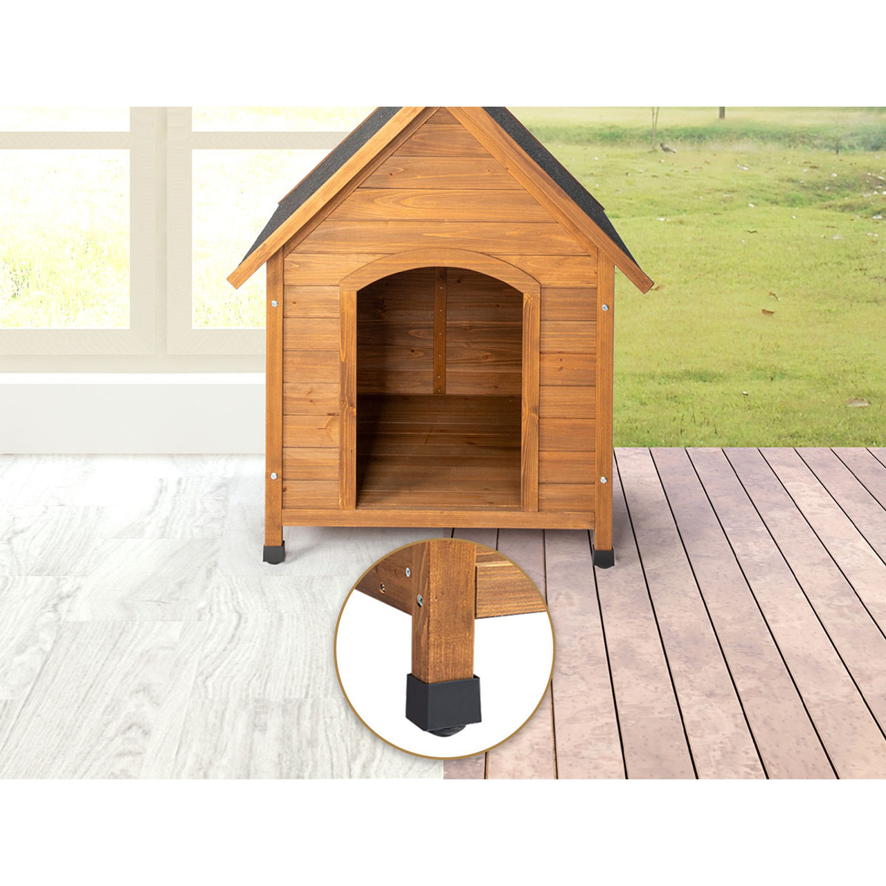 39-Inch Waterproof Fir Dog House with Elevated Floor product image