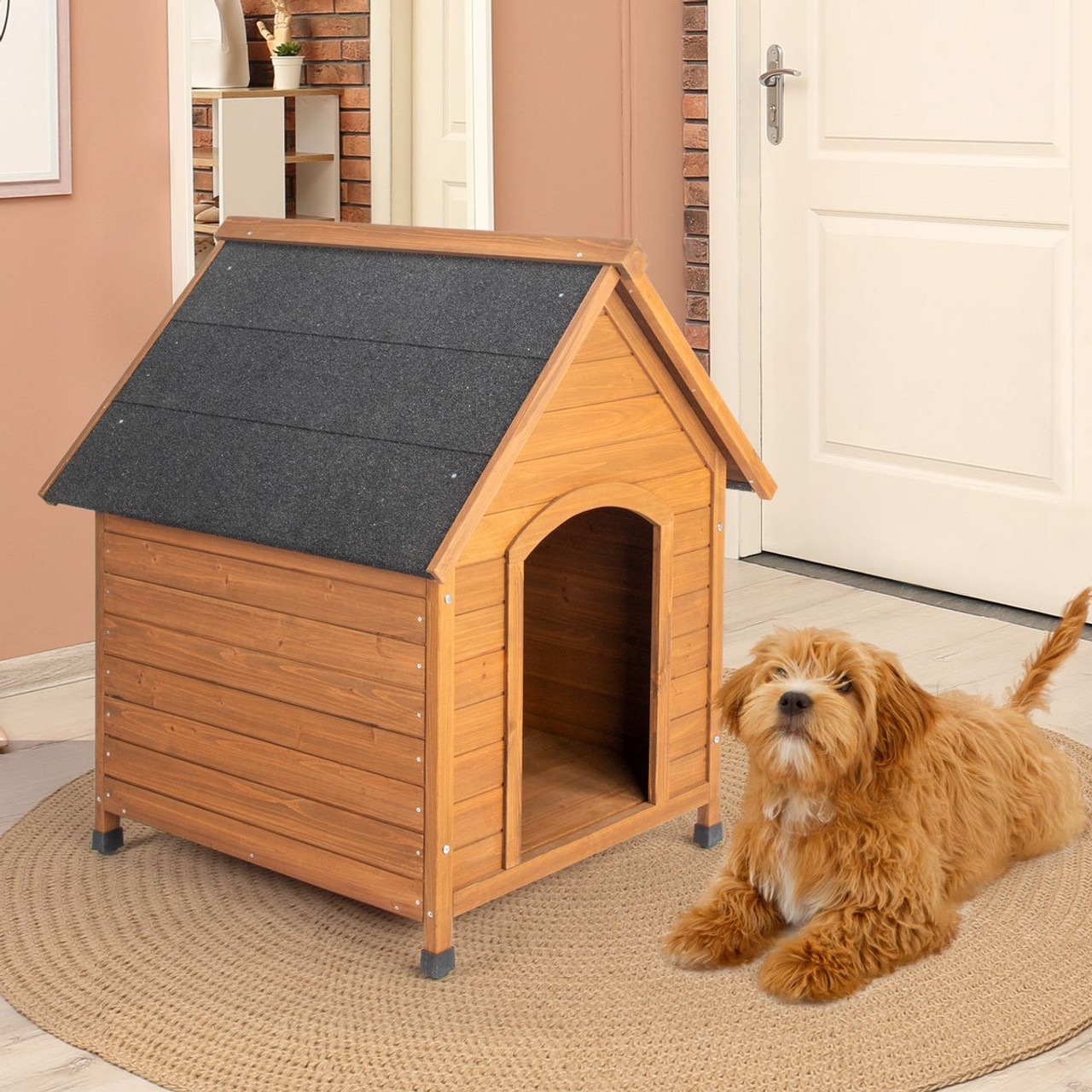 39-Inch Waterproof Fir Dog House with Elevated Floor product image