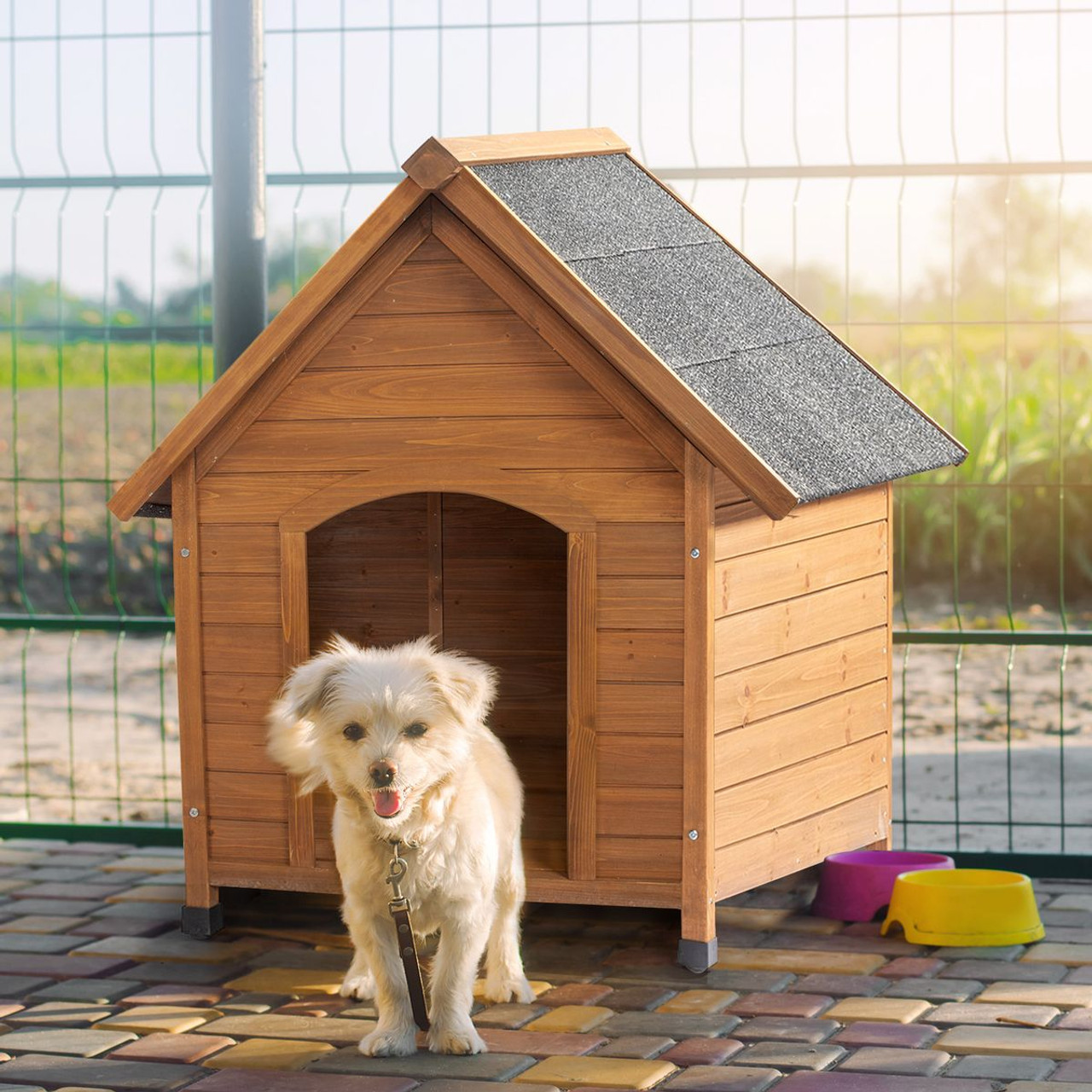 39-Inch Waterproof Fir Dog House with Elevated Floor product image