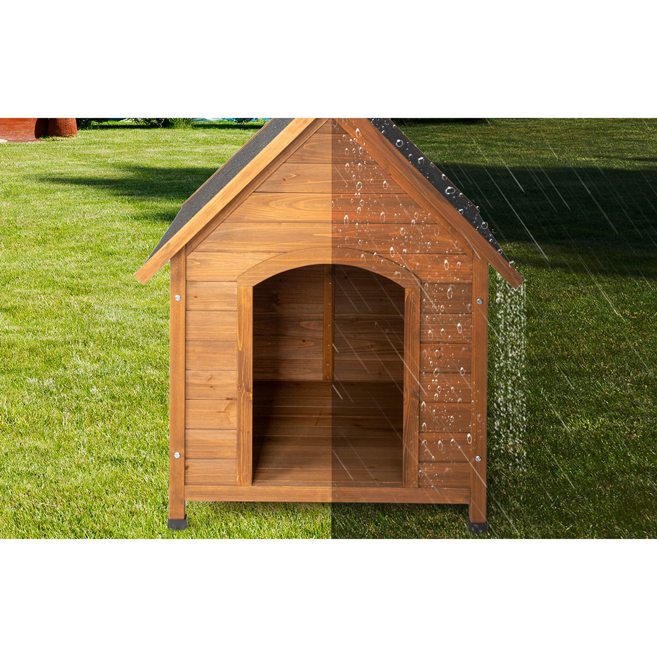 39-Inch Waterproof Fir Dog House with Elevated Floor product image
