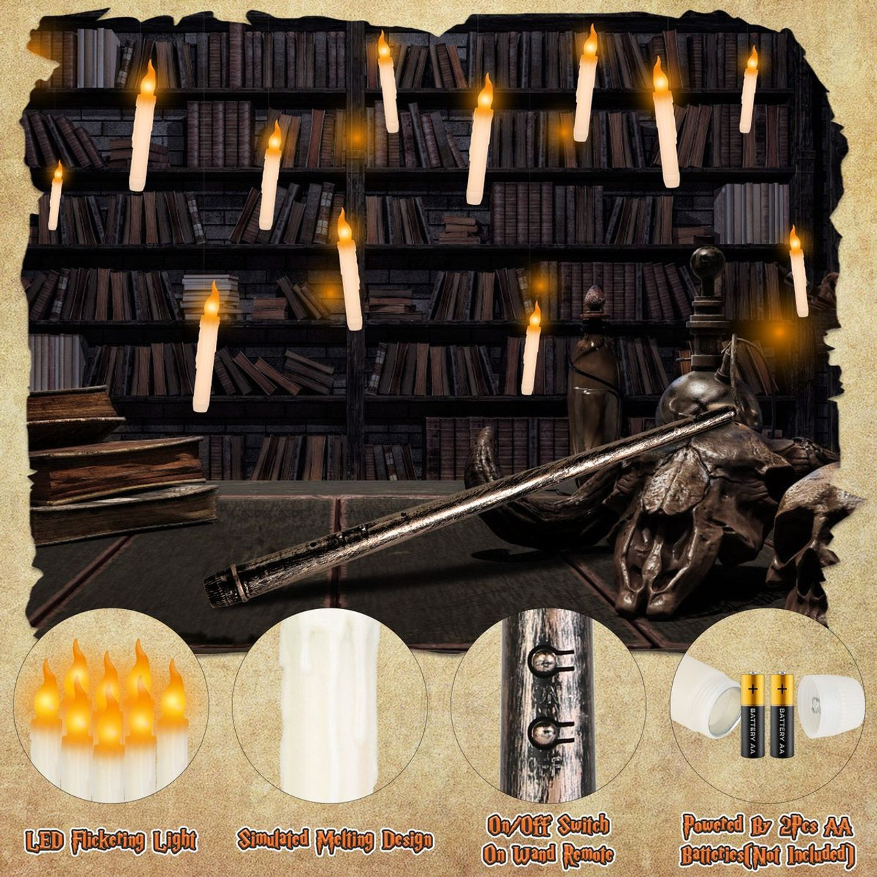 iMounTEK® Halloween LED Floating Candles with Remote Control Wand product image