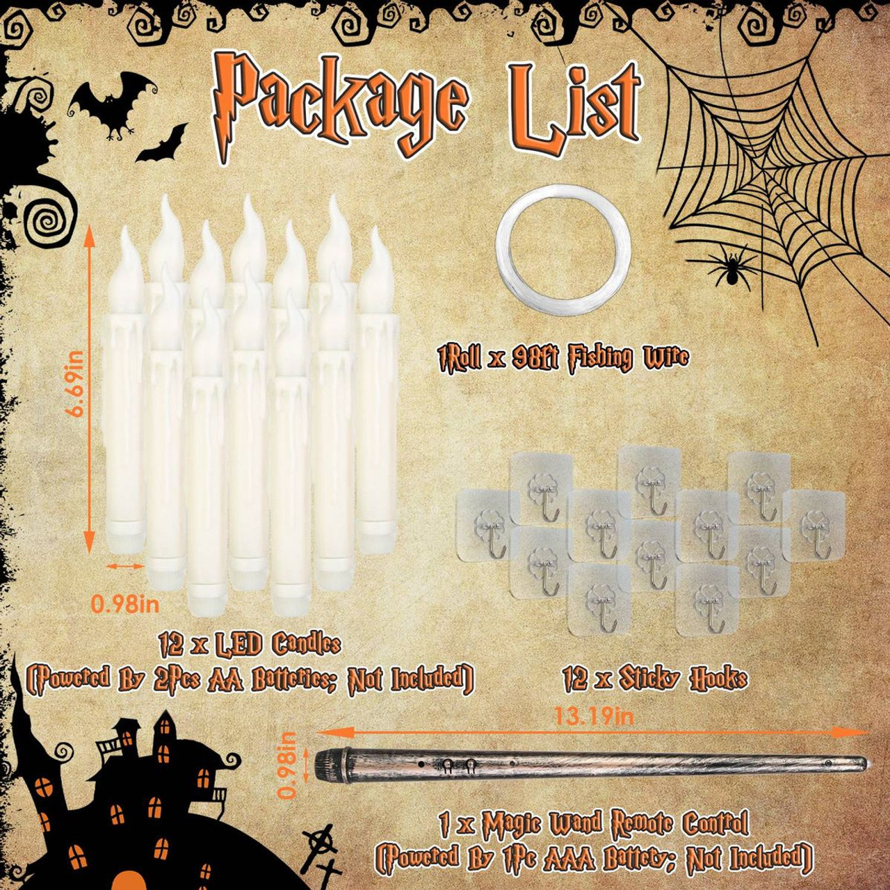 iMounTEK® Halloween LED Floating Candles with Remote Control Wand product image