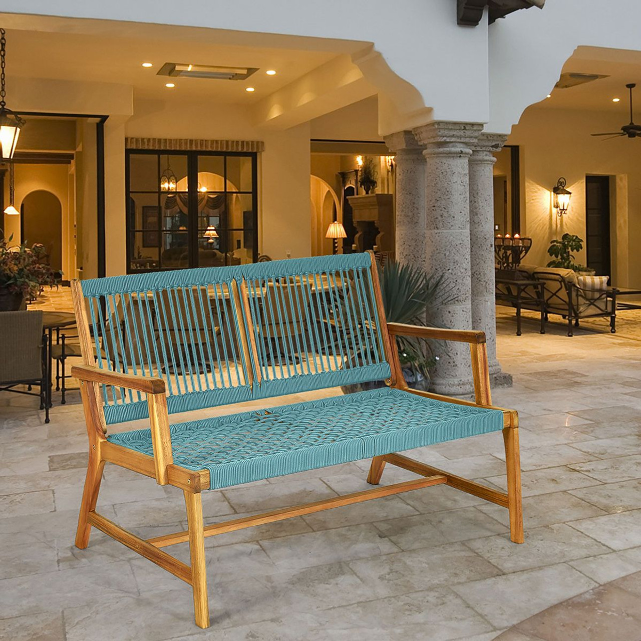 2-Person Acacia Wood Yard Bench for Balcony and Patio product image