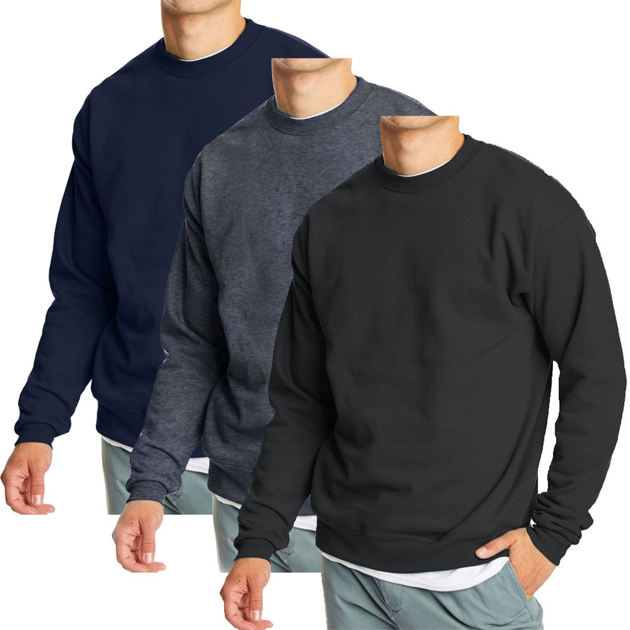 Men's Crew Neck Fleece-Lined Pullover Sweater (1 to 3-Pack) product image
