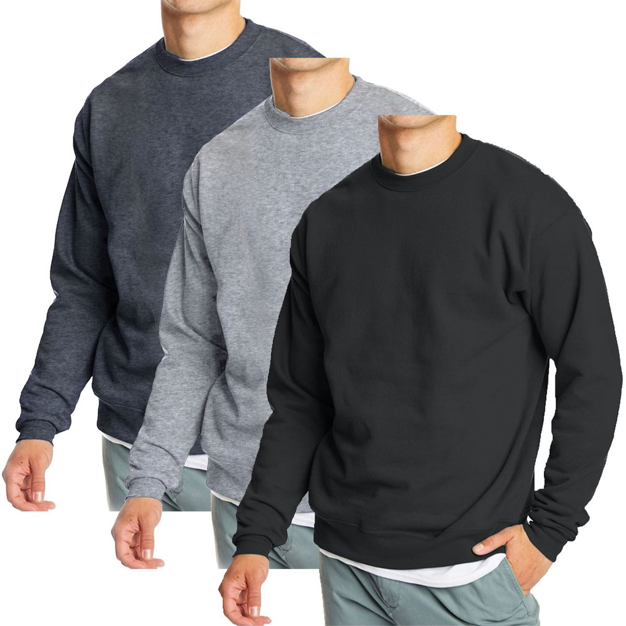 Men's Crew Neck Fleece-Lined Pullover Sweater (1 to 3-Pack) product image