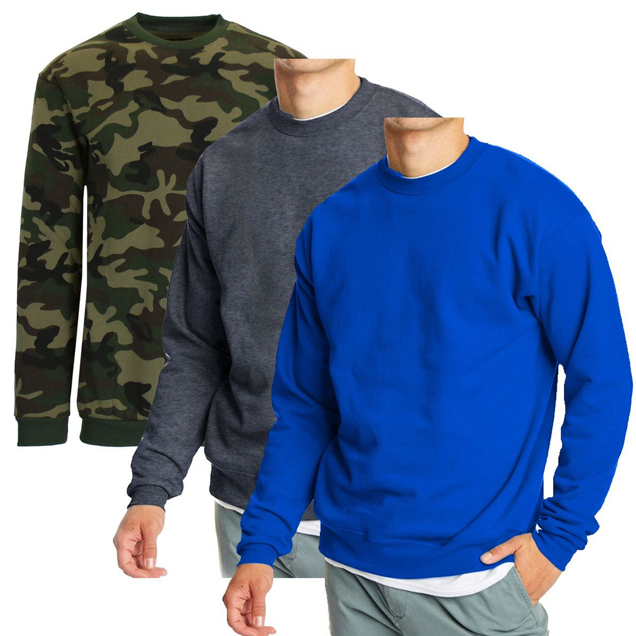 Men's Crew Neck Fleece-Lined Pullover Sweater (1 to 3-Pack) product image