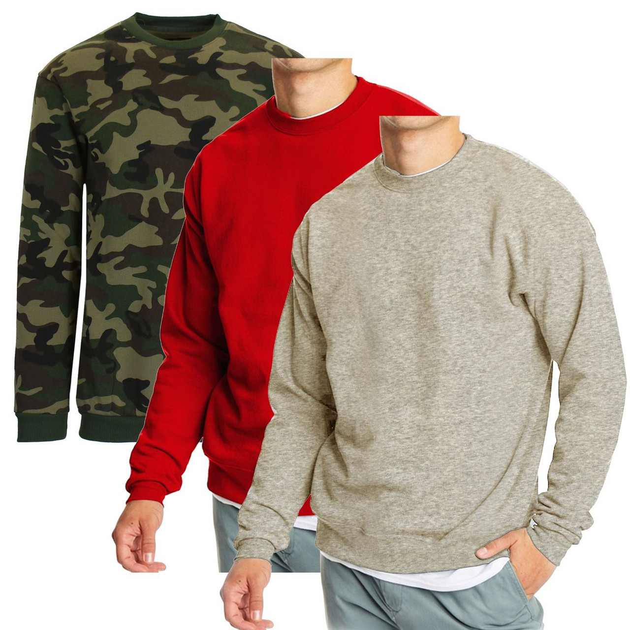 Men's Crew Neck Fleece-Lined Pullover Sweater (1 to 3-Pack) product image