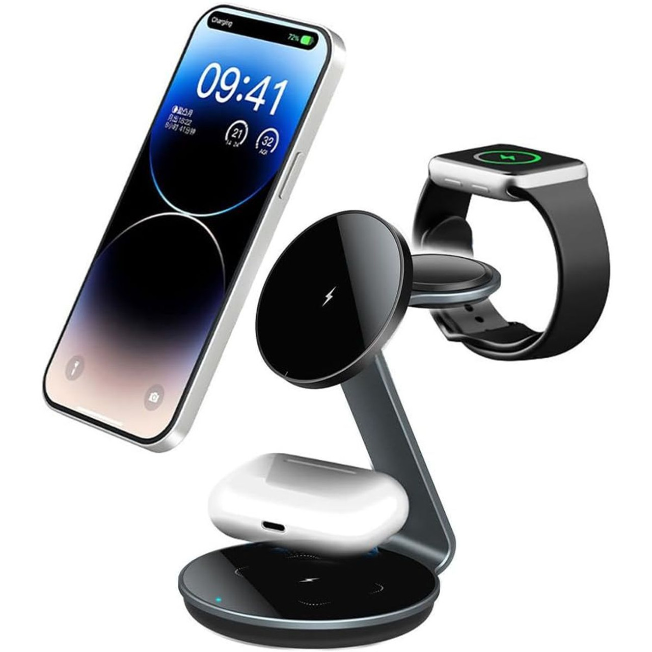 3-in-1 Aluminum Alloy 15W Fast Charger Stand product image