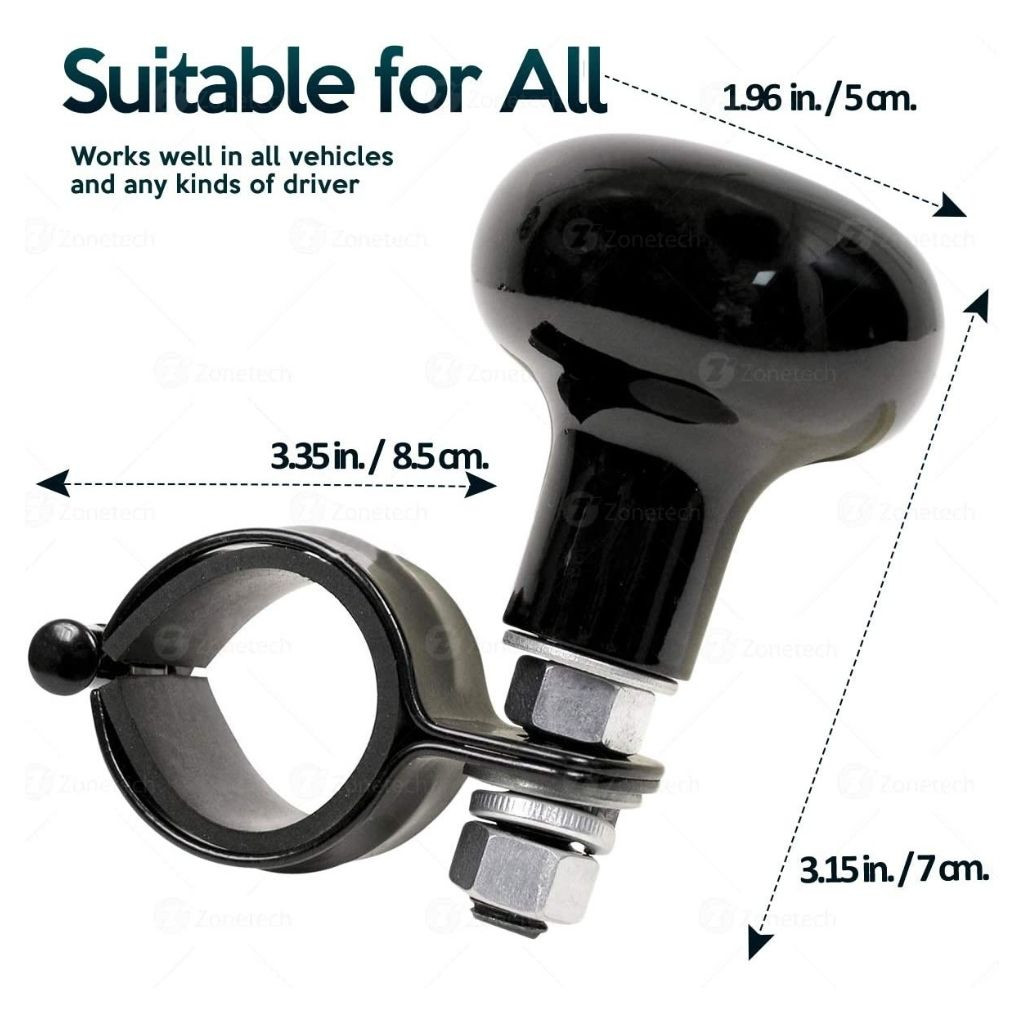 Zone Tech Black Steering Wheel Spinner Knob product image