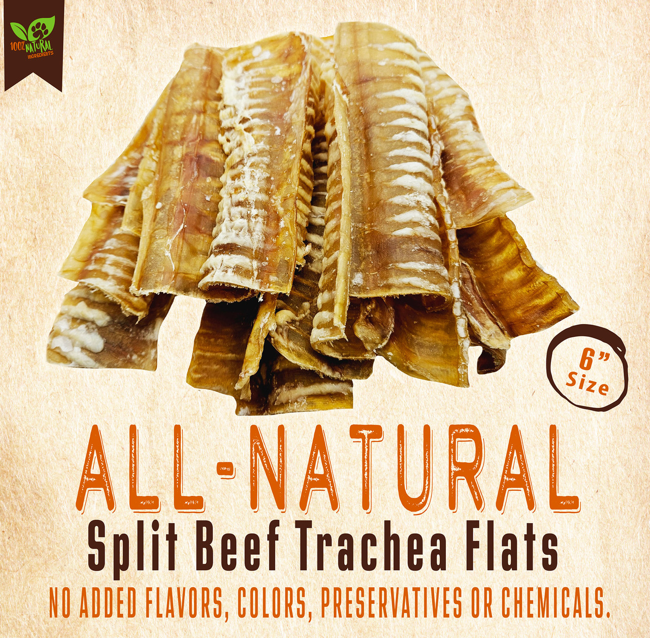 The Treat Shack® 6-Inch Split Beef Trachea Flats Dog Treats product image