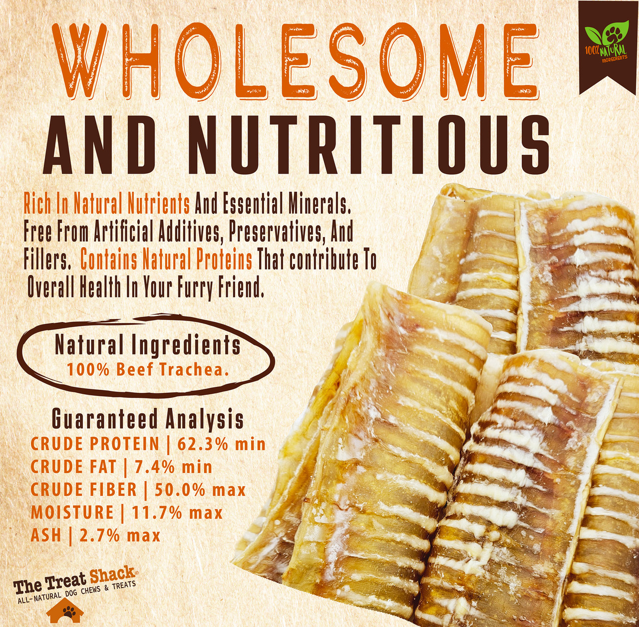 The Treat Shack® 6-Inch Split Beef Trachea Flats Dog Treats product image