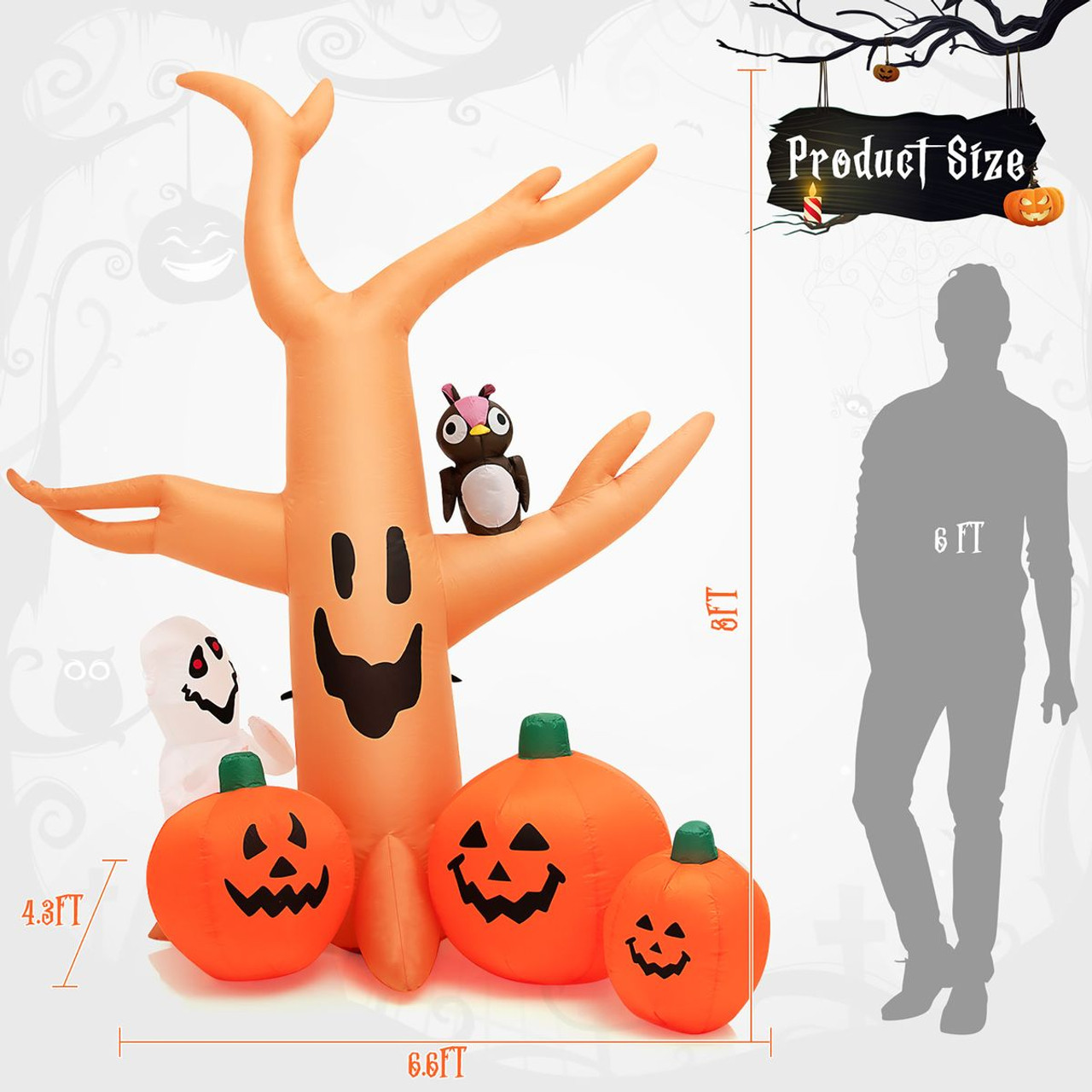 8-Foot Halloween Inflatable Dead Tree with LED Lights product image