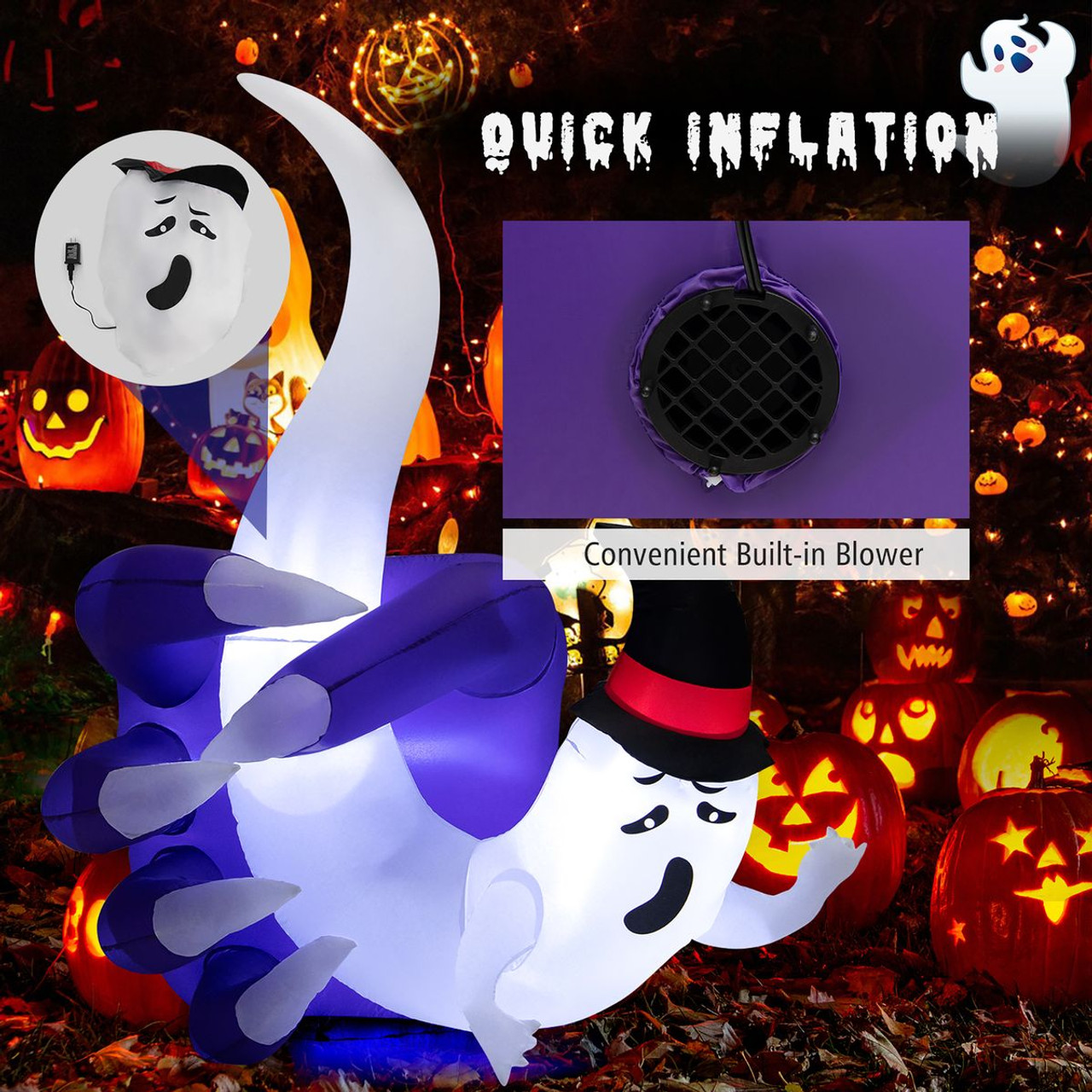 6-Foot Halloween Inflatable Hand-Hold the Ghost with LEDs & Air Blower product image