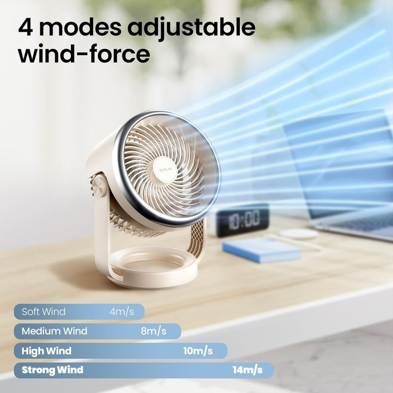 Desk Fan, Air Circulator Quiet Operating Fan For Bedroom, Portable Fan with USB, Personal Fan For Office and Living Room product image
