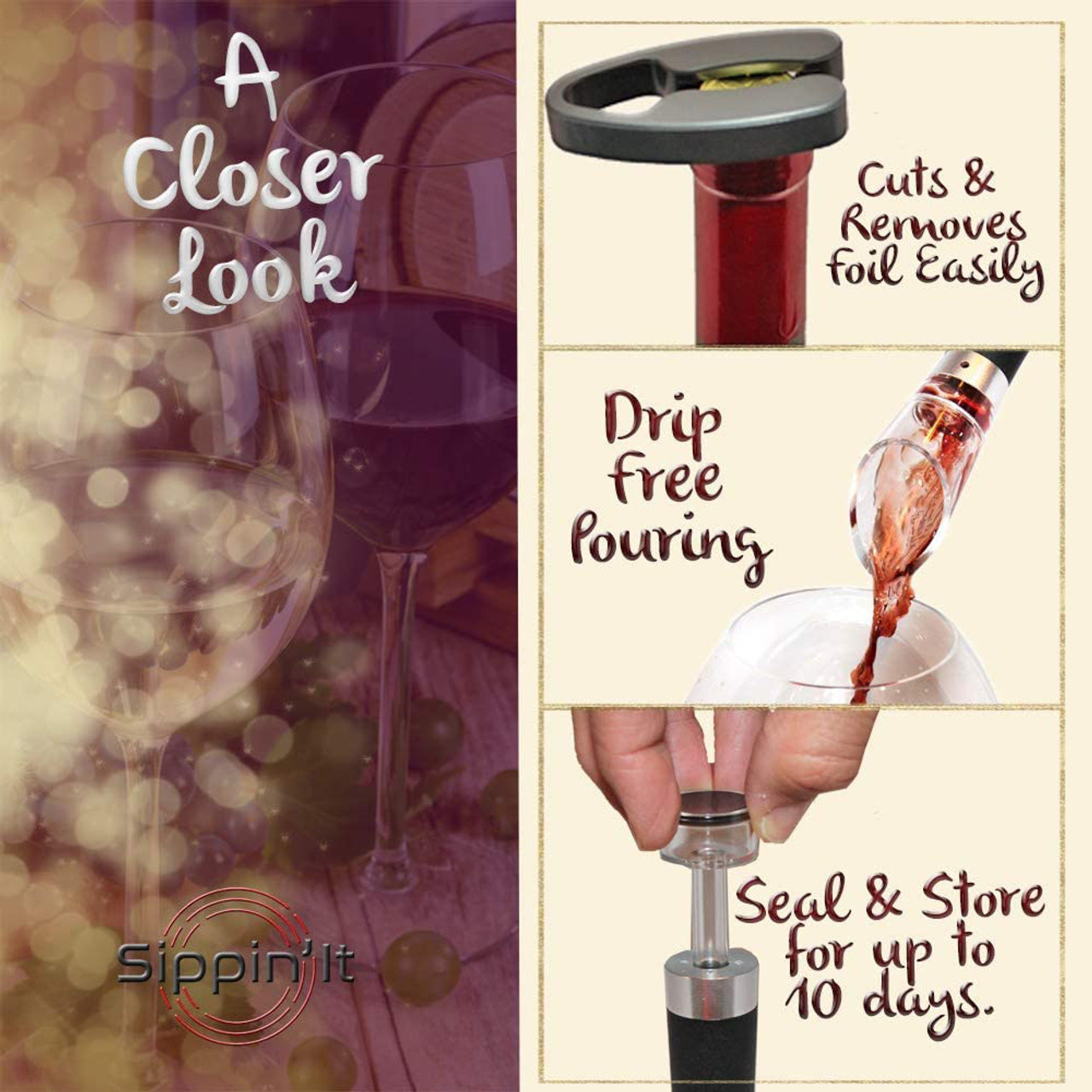 Sippin' It Air Pressure Wine Bottle Opener with Accessories product image