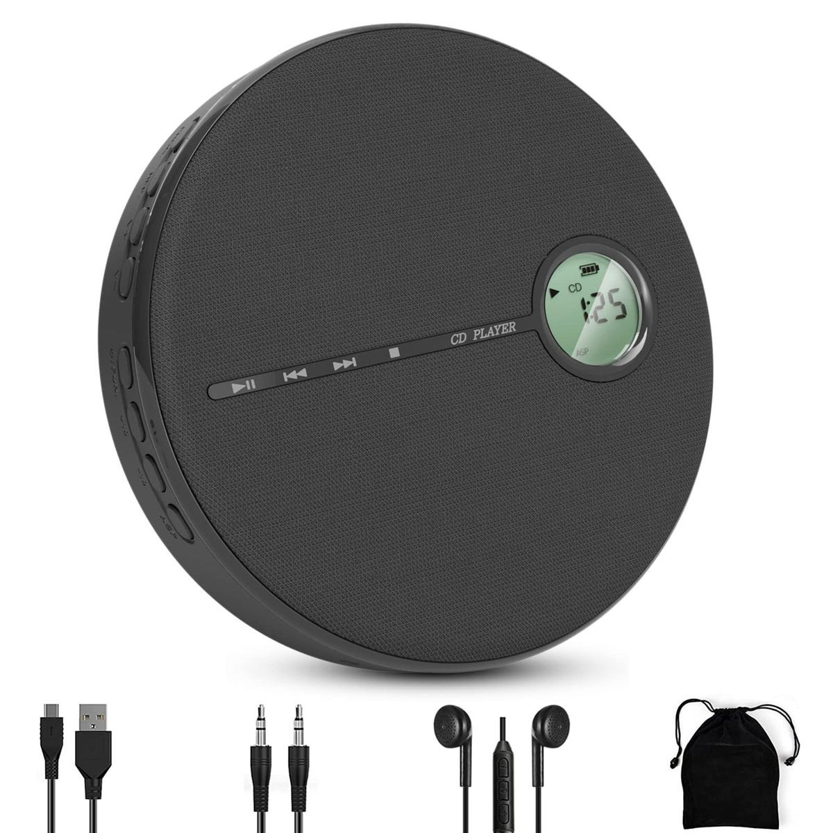 Tragbarer CD-Player Mit Lautsprecher – USB-aufladbar, 1500 MAh, Anti-Skip, AUX-Eingang