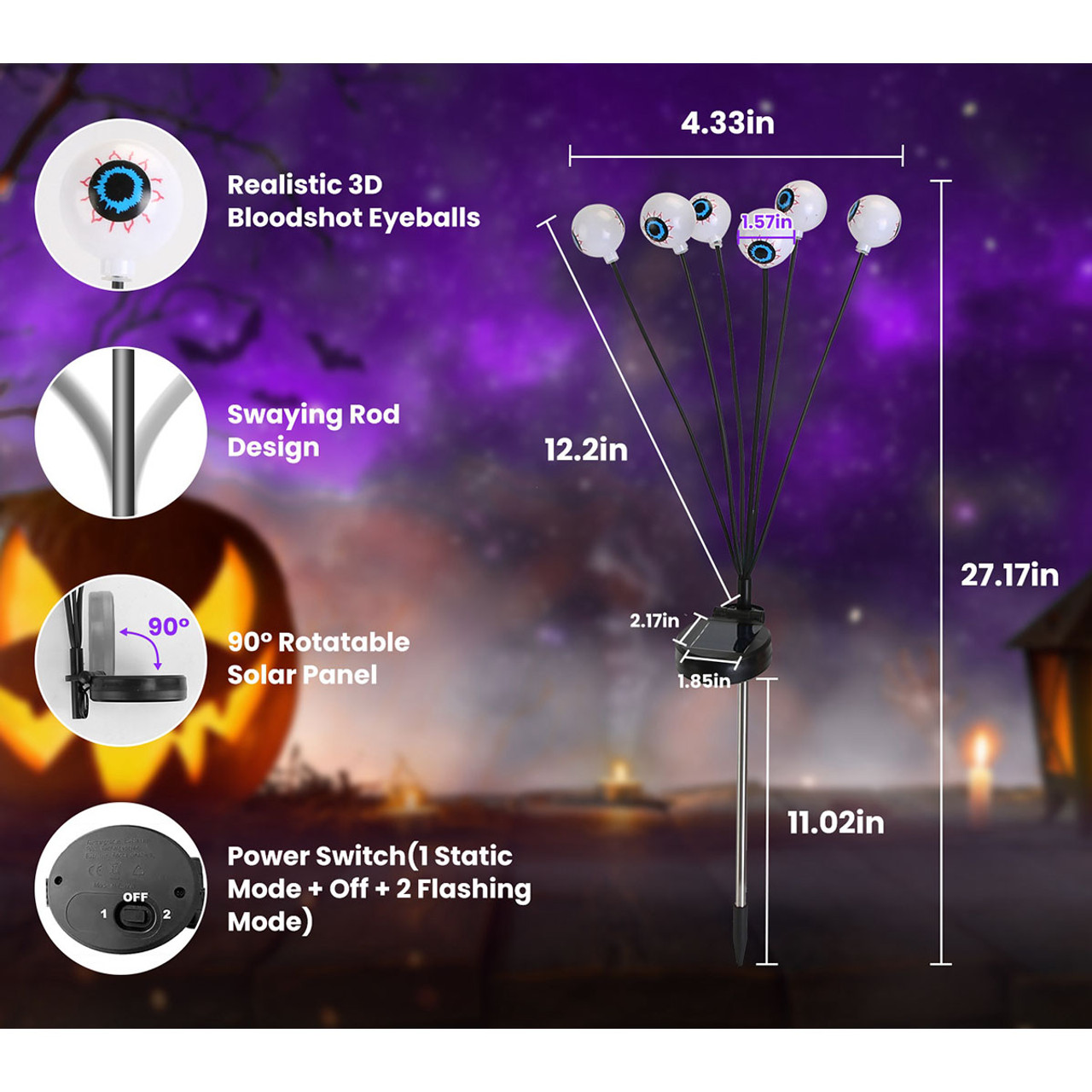 Solar Scary Eyeball Pathway Light (2-Pack) product image