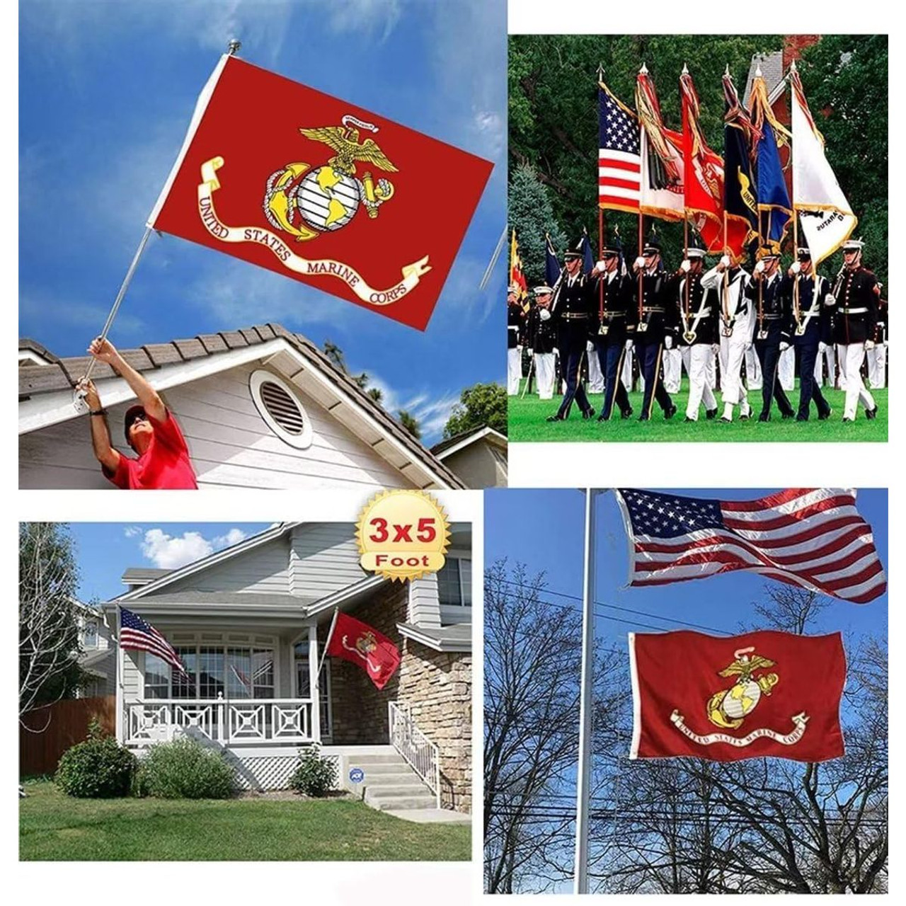 Embroidered 3 x 5-Foot US and Military Flag Set product image