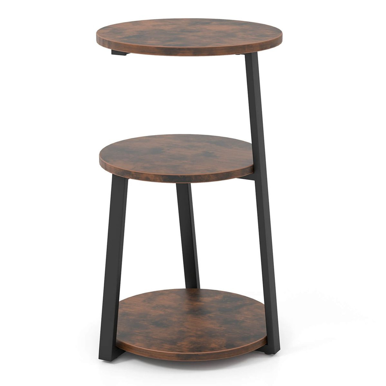 3-Tier Accent End Table with Metal Frame and Adjustable Foot Pads product image
