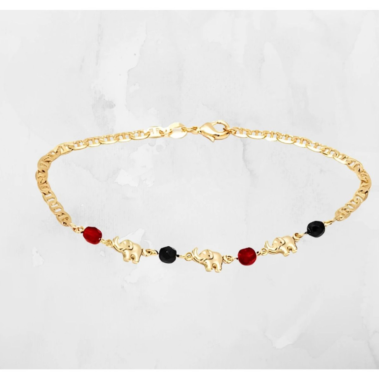 10-Inch 18K Gold Plated Mariner Jet Elephant Anklet product image