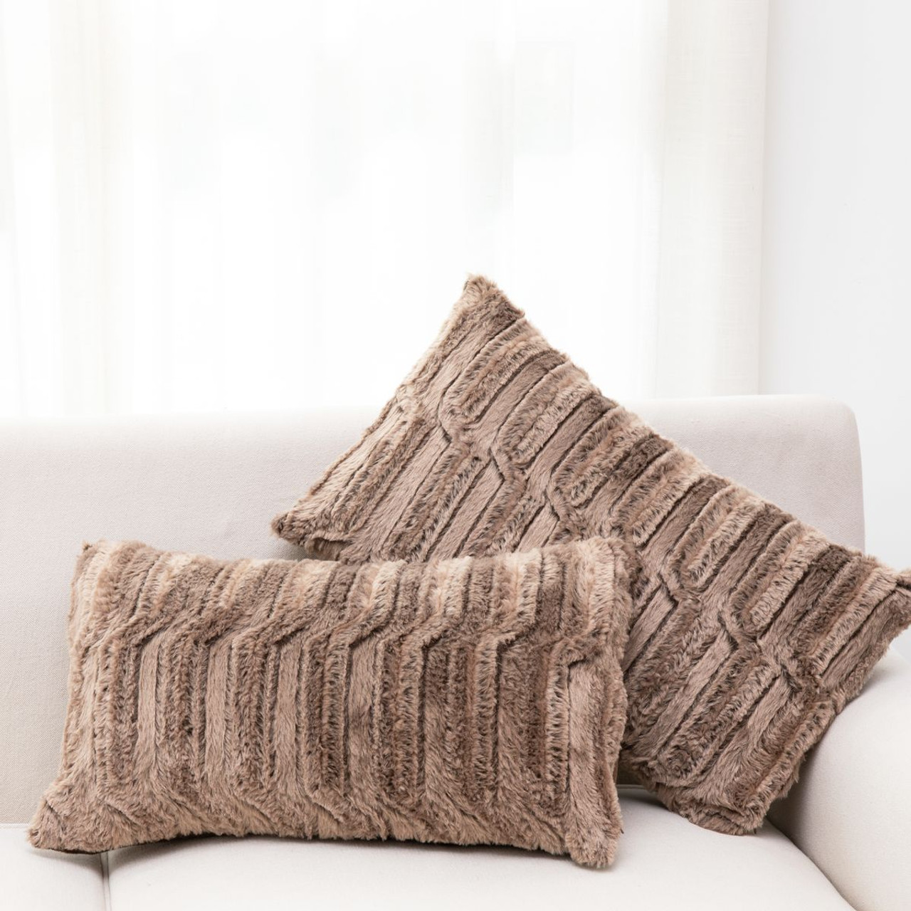 Decorative Faux Fur Throw Pillows with Inserts by Cheer Collection™ (Set of 2) product image