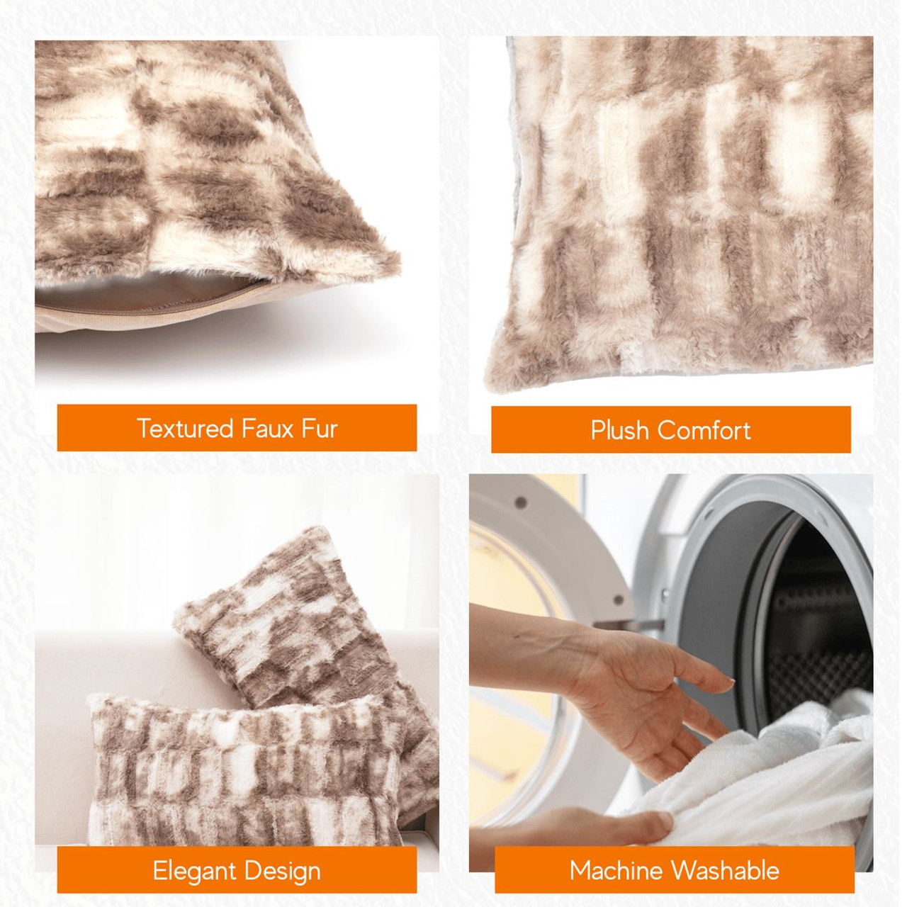 Decorative Faux Fur Throw Pillows with Inserts by Cheer Collection™ (Set of 2) product image