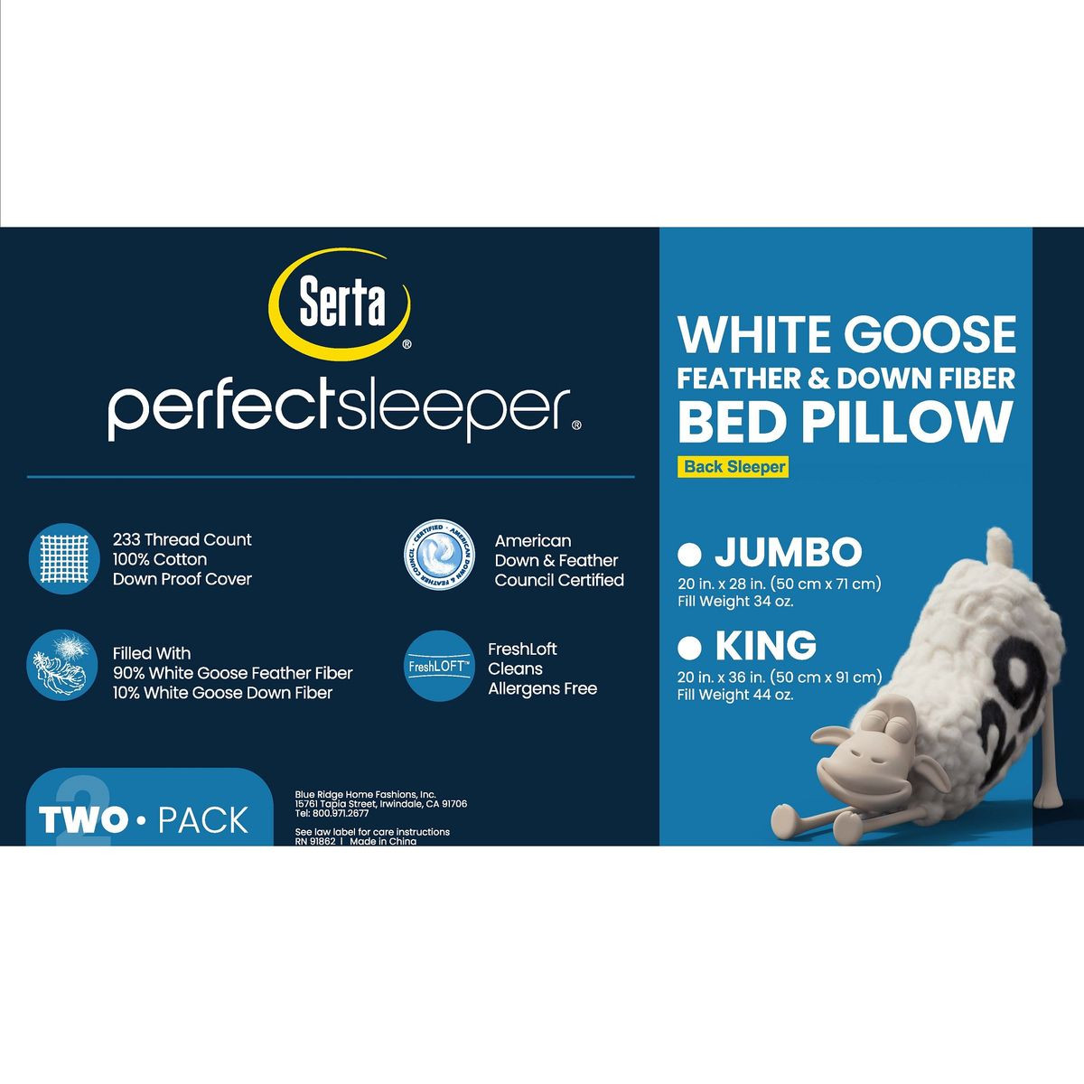 Serta Goose Feather and Down Fiber Pillow (Set of 2) product image