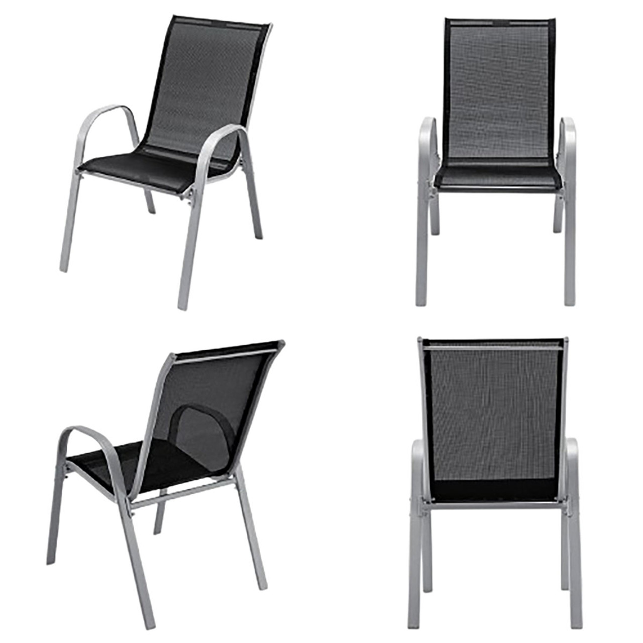 4-Piece Stackable Patio Dining Chairs Set with Armrest product image