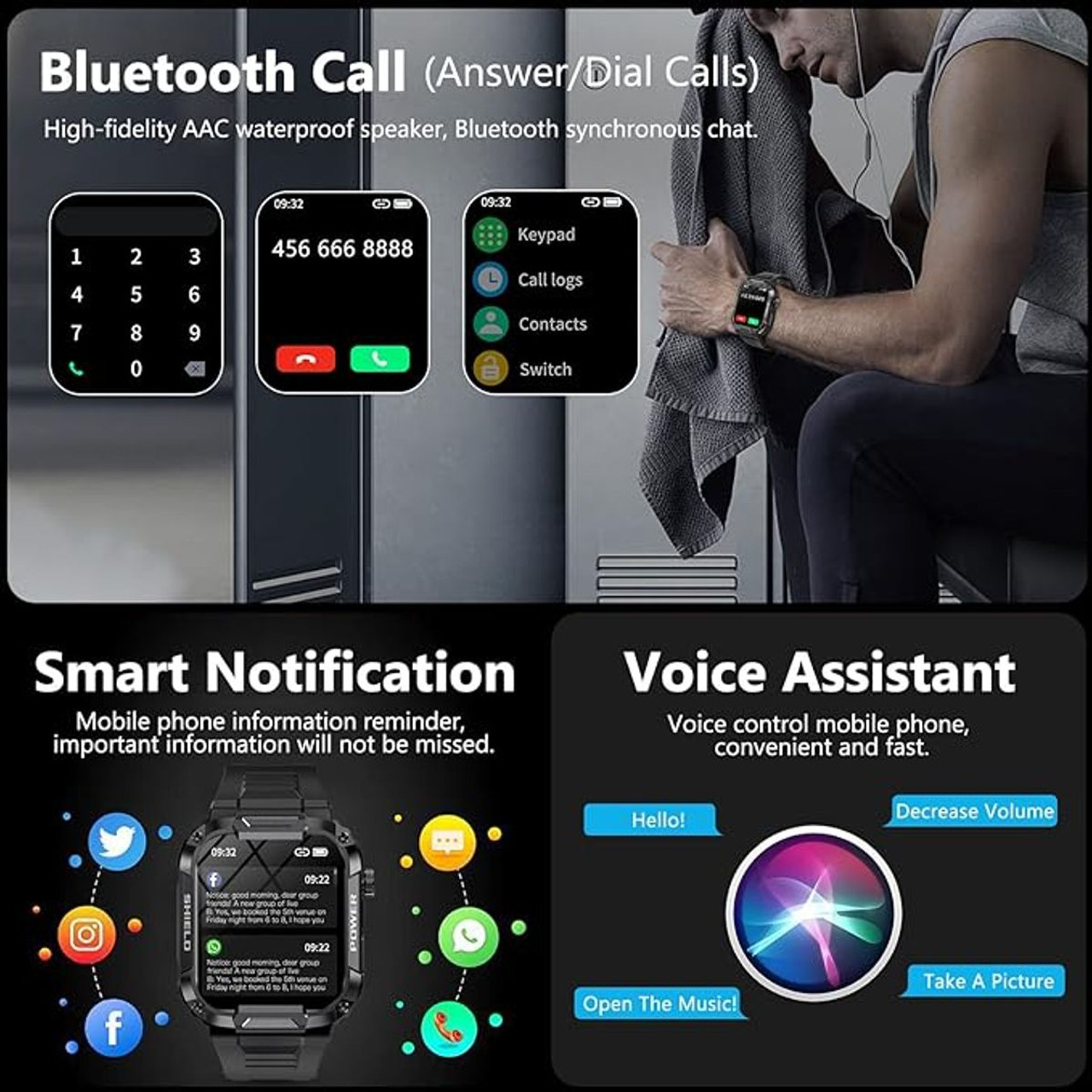 Waterproof Smart Watch with Bluetooth Calling and 100+ Modes product image Waterproof Smart Watch with Bluetooth Calling and 100+ Modes product image