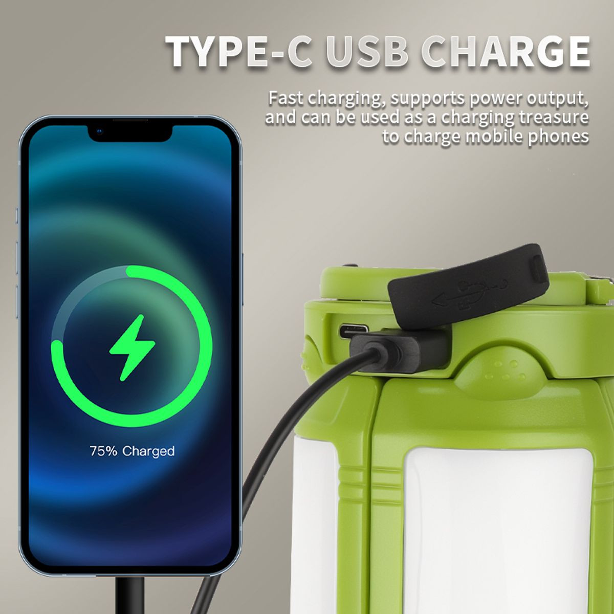 Portable LED Camping Lantern Rechargeable for Power Outages Emergency Battery Operated Tent Light Phone Charger with 4 Light Modes for Outdoor Hiking Color Green product image
