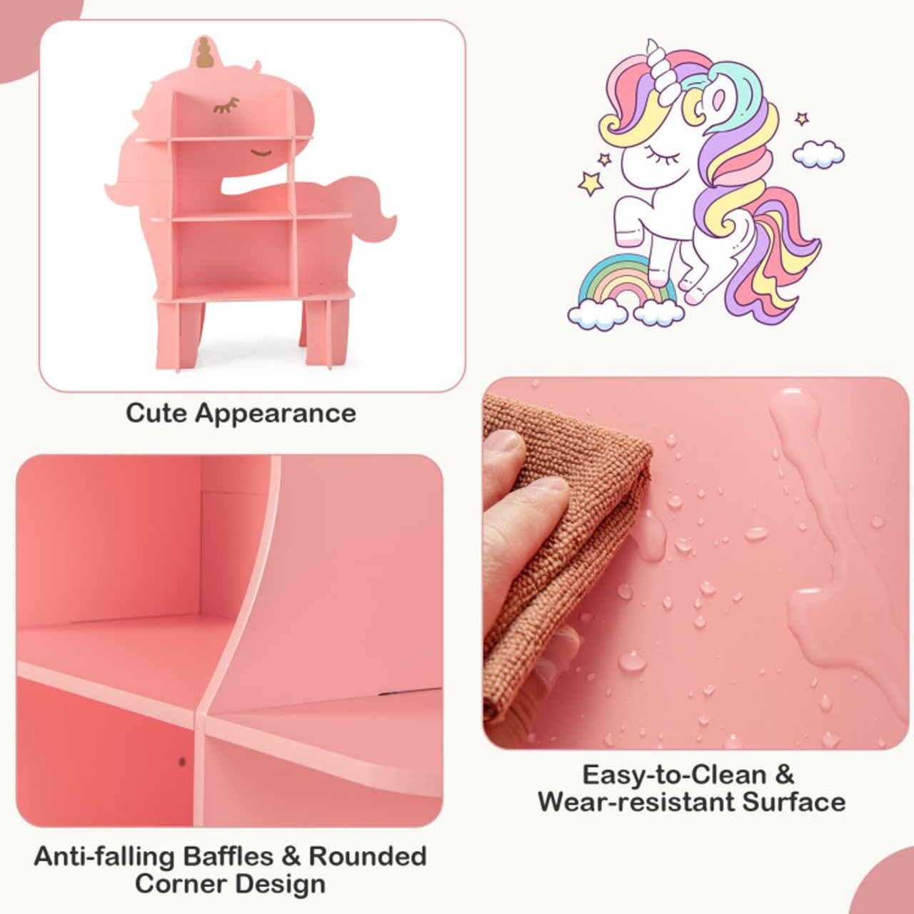 Child's 3-Shelf Unicorn Bookcase and Toy Storage  product image