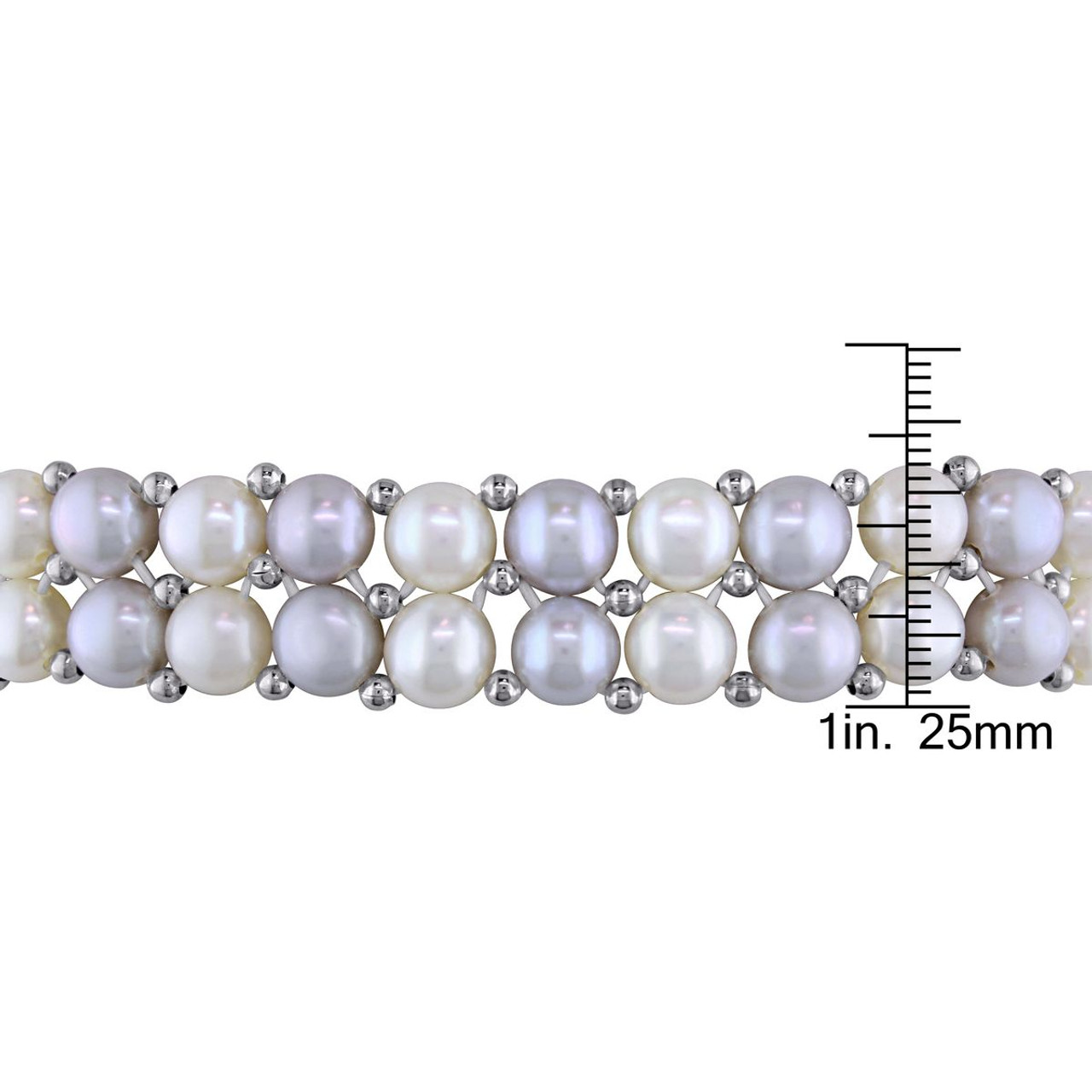 6-7mm Grey & White Freshwater Pearl Double-Row Stretch Bracelet product image