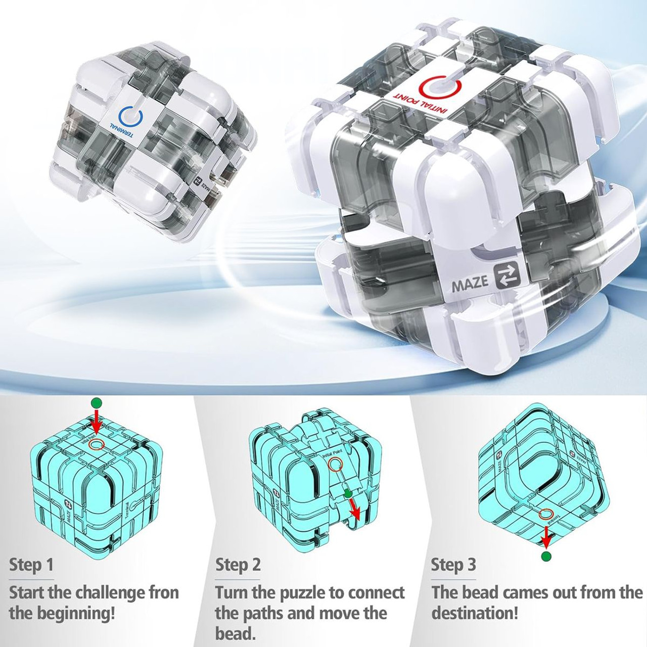 3D Spinning Marble Maze Cube Puzzle product image
