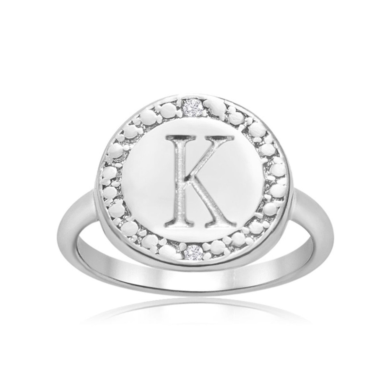 Initial Diamond Pinkie Ring in Sterling Silver product image
