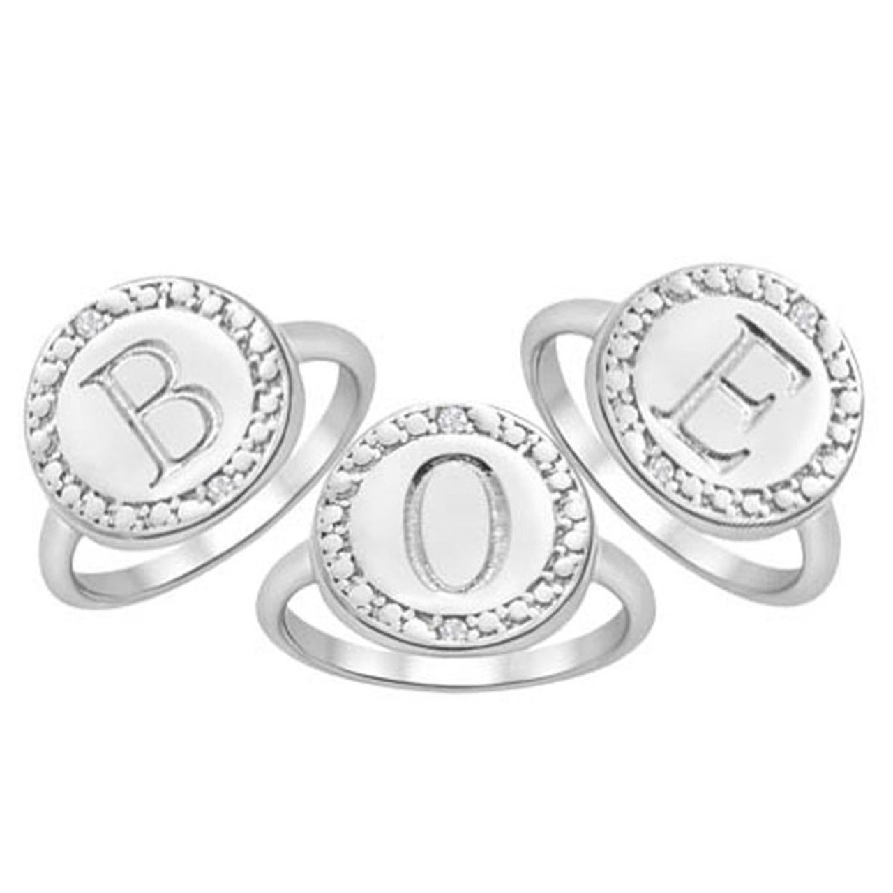 Initial Diamond Pinkie Ring in Sterling Silver product image