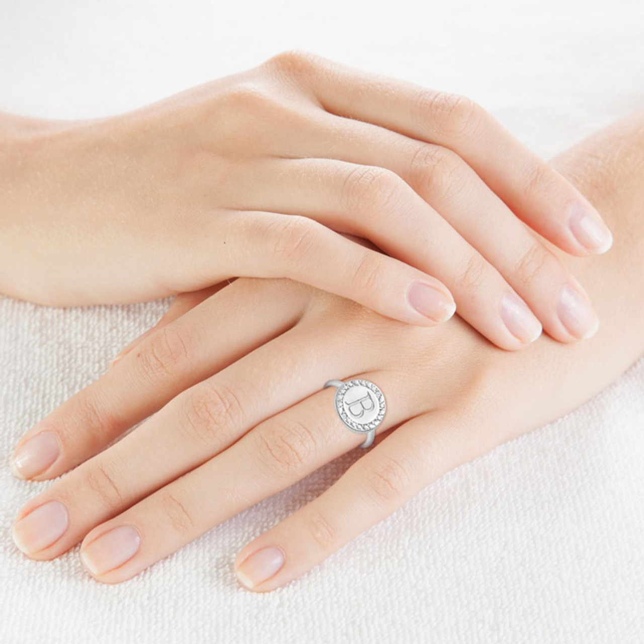 Initial Diamond Pinkie Ring in Sterling Silver product image