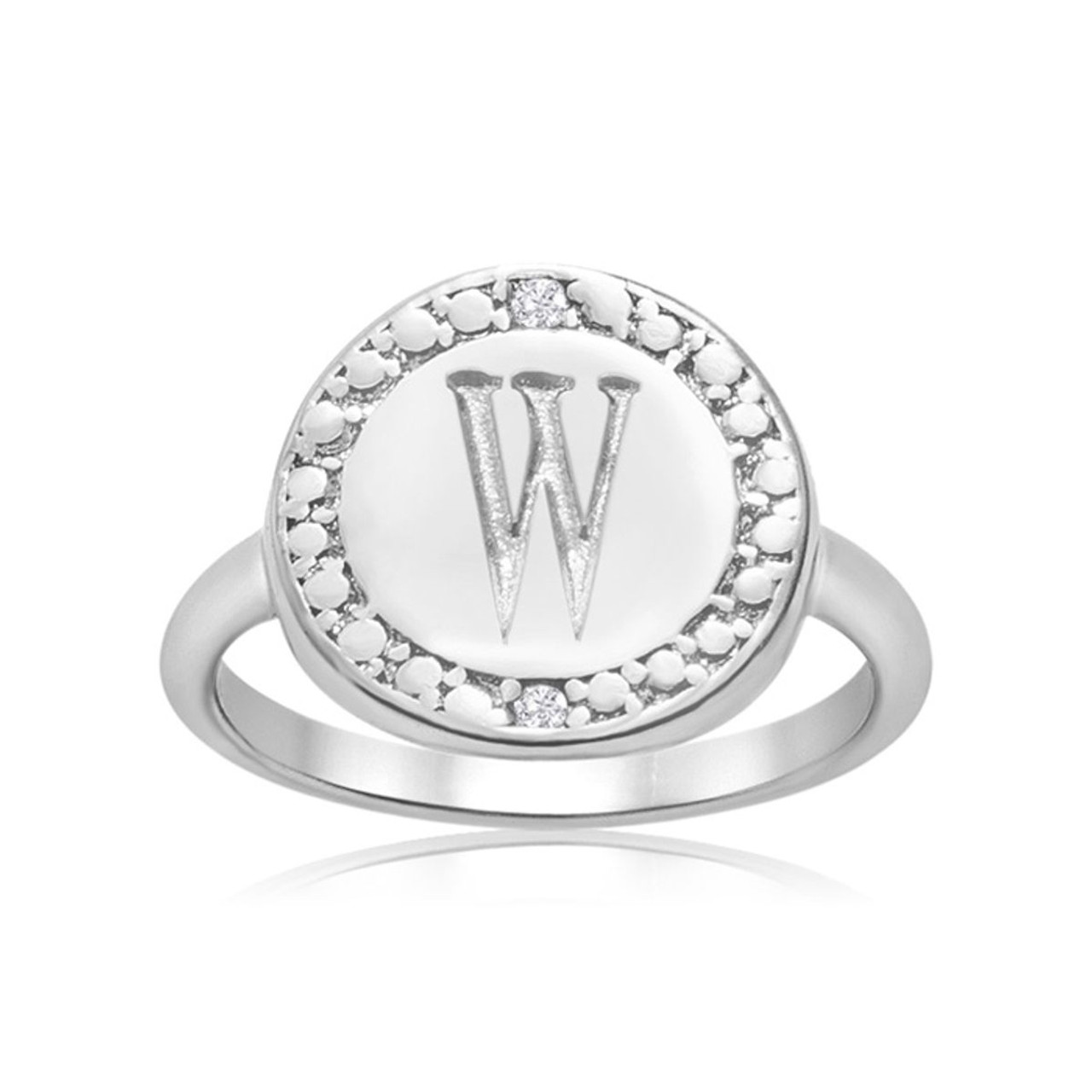 Initial Diamond Pinkie Ring in Sterling Silver product image