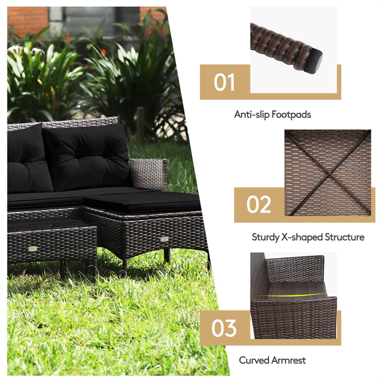 3-Piece  Patio Rattan Furniture Set  product image