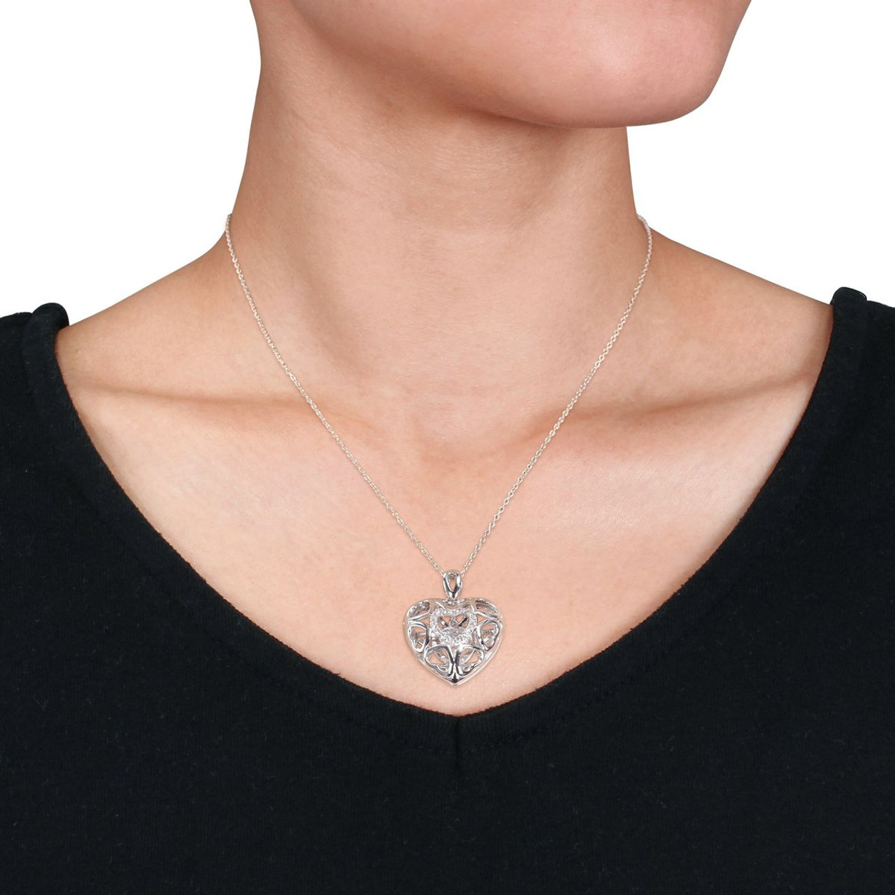White Topaz Heart Locket with 18" Chain product image